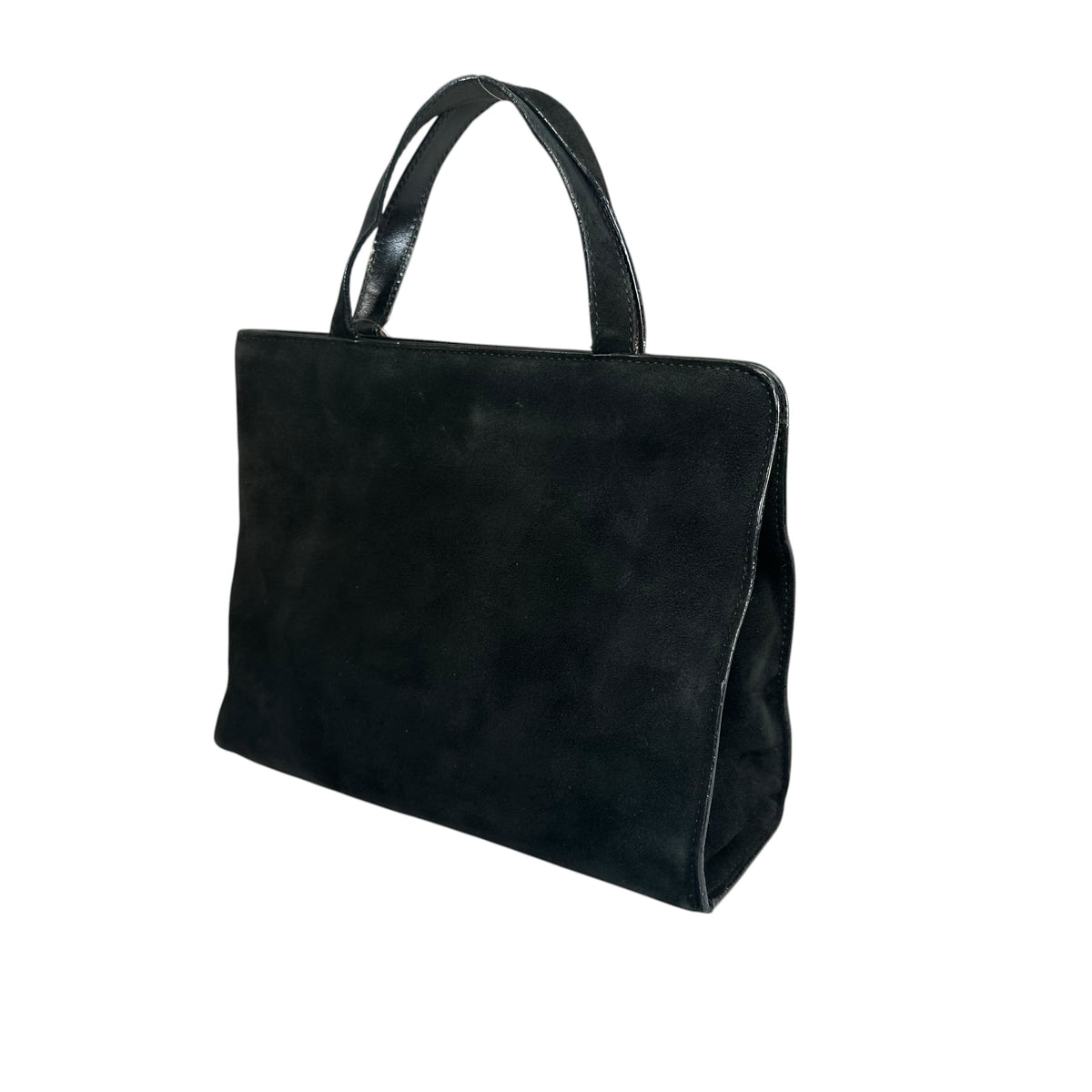 Gucci G Black Suede. Leather GHW Mini Tilt-Lock Top Purse