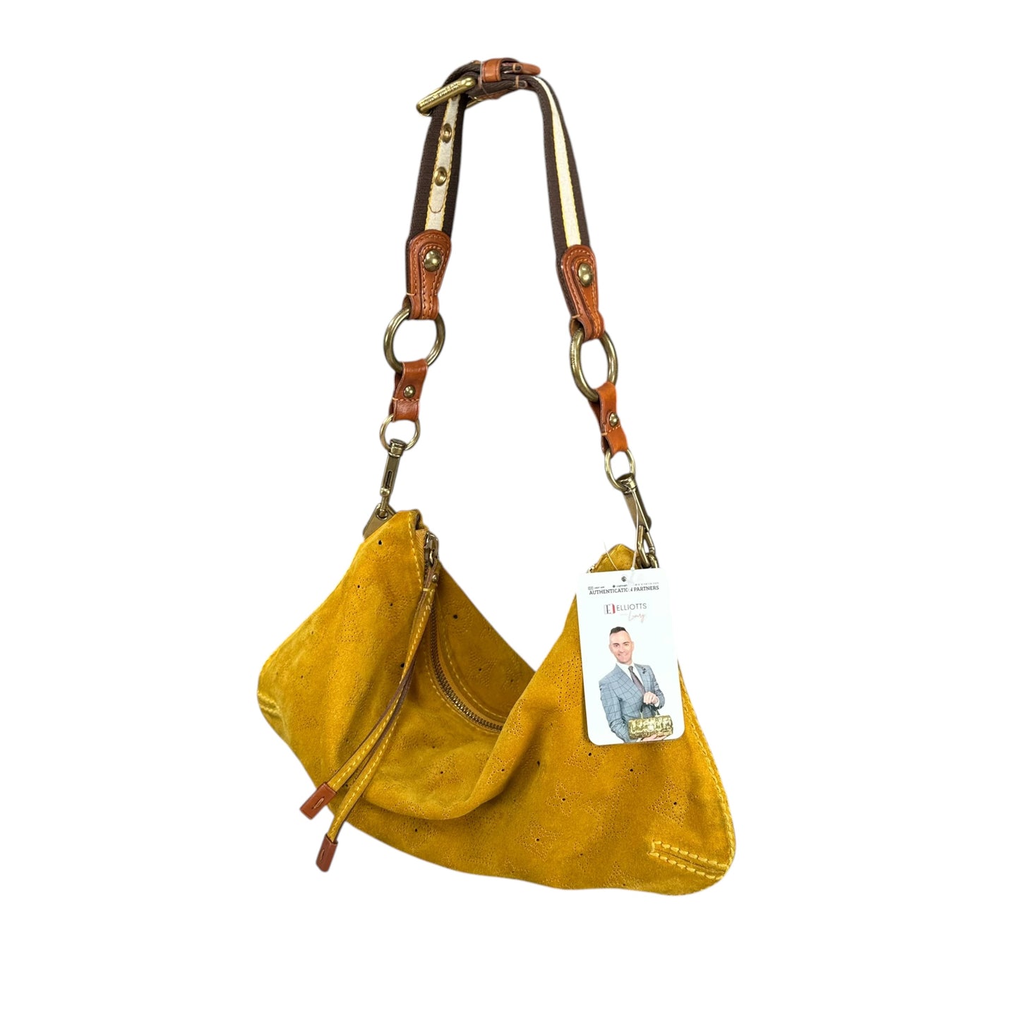 Louis Vuitton Limited Edition Suede Mahina Onatah PM Pouchette Yellow Mustard Shoulder Purse
