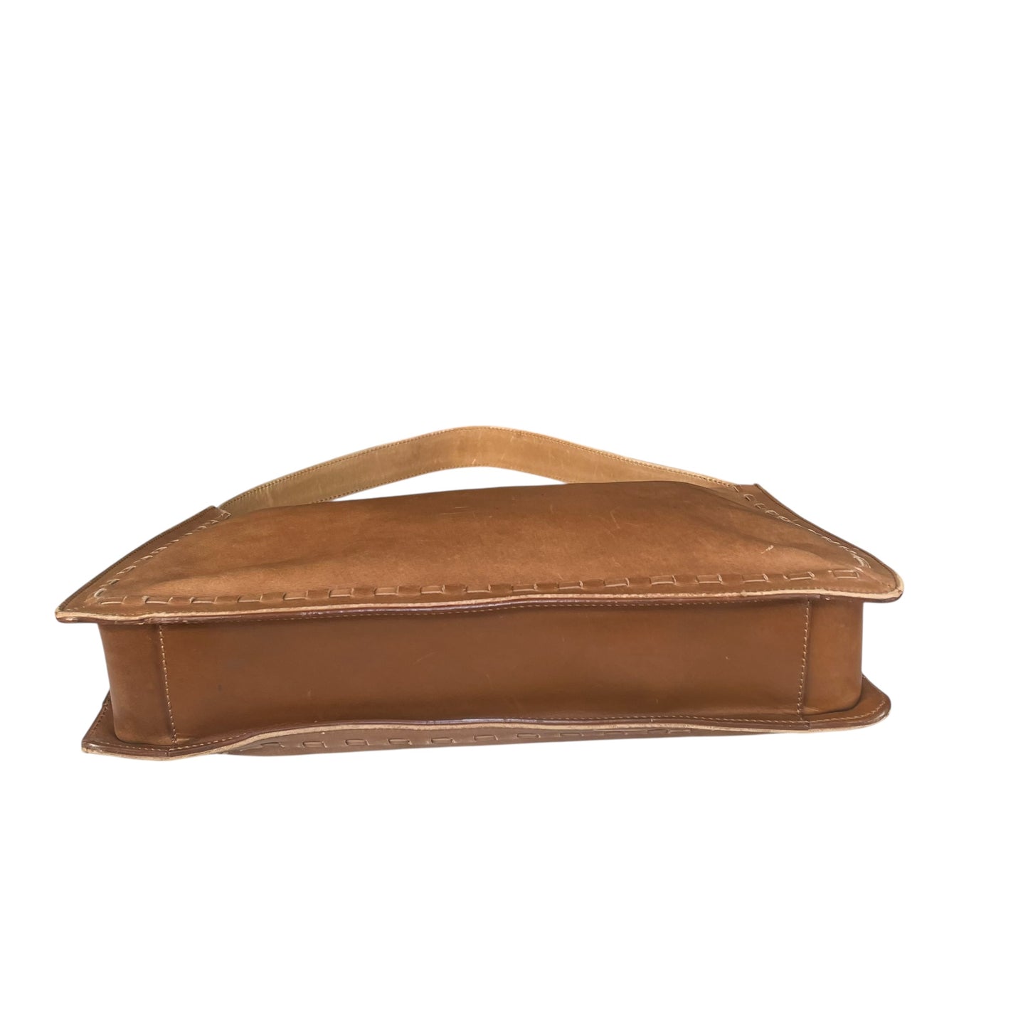 Coach Whitney Brown Distressed Leather 9467 Zip Stitch Trim Y2K Shoulder Bag