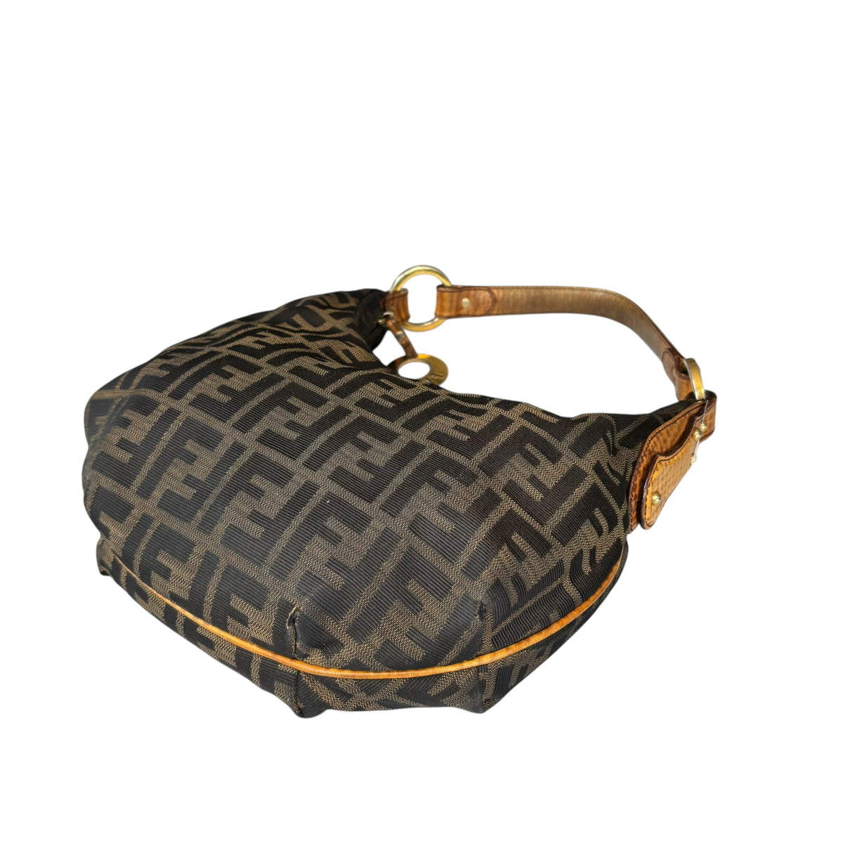 Fendi Y2K Zucca Embossed Lizard Chef Shoulder Purse