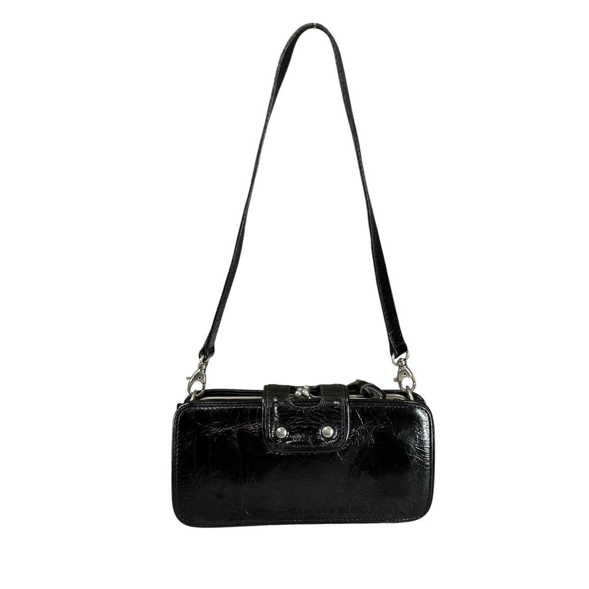D & G Dolce Gabbana Mini Black Patent Baguette SHW Purse