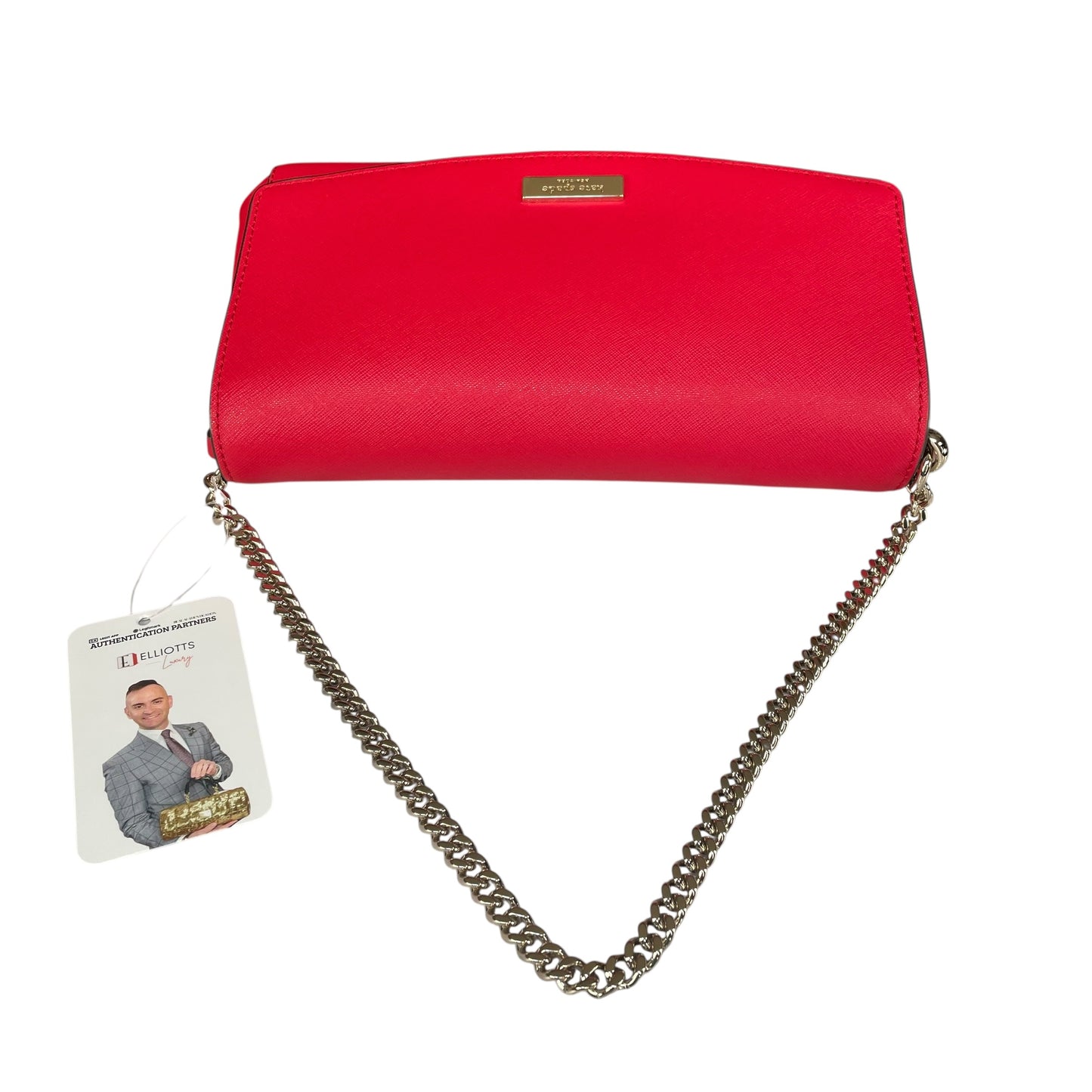 Kate Spade Laurel Red / Black Saffiano Leather Chain GHW 2-Way Flap Purse