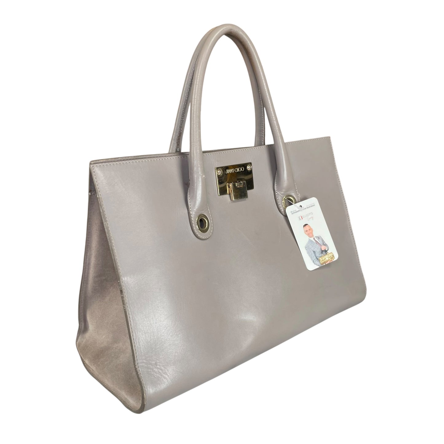 Jimmy Choo Y2K Riley Grey GHW Clip Lock Lilac Leather East West Tote