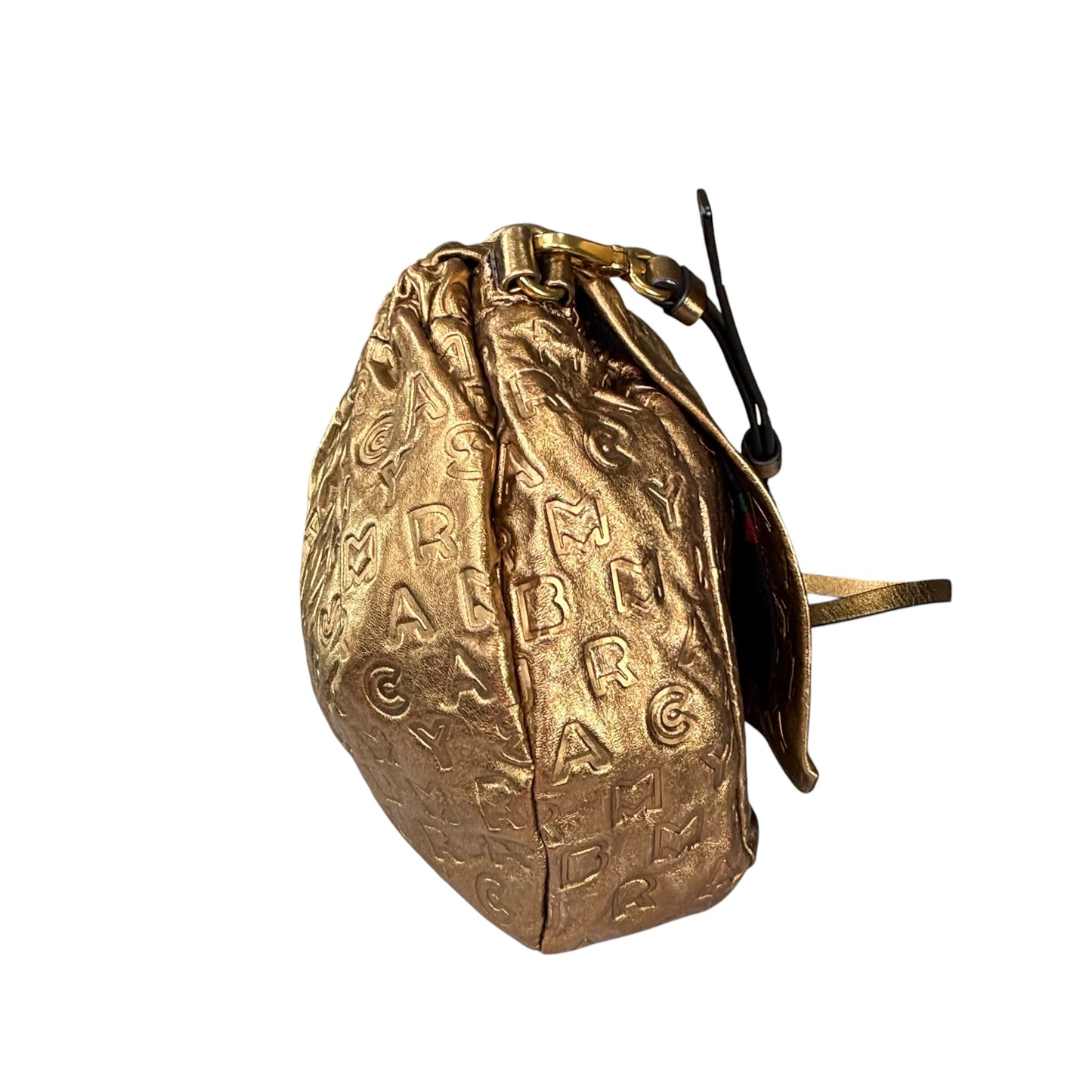 Marc By Marc Jacobs XL Golden Metallic Leather Embossed Crossbody