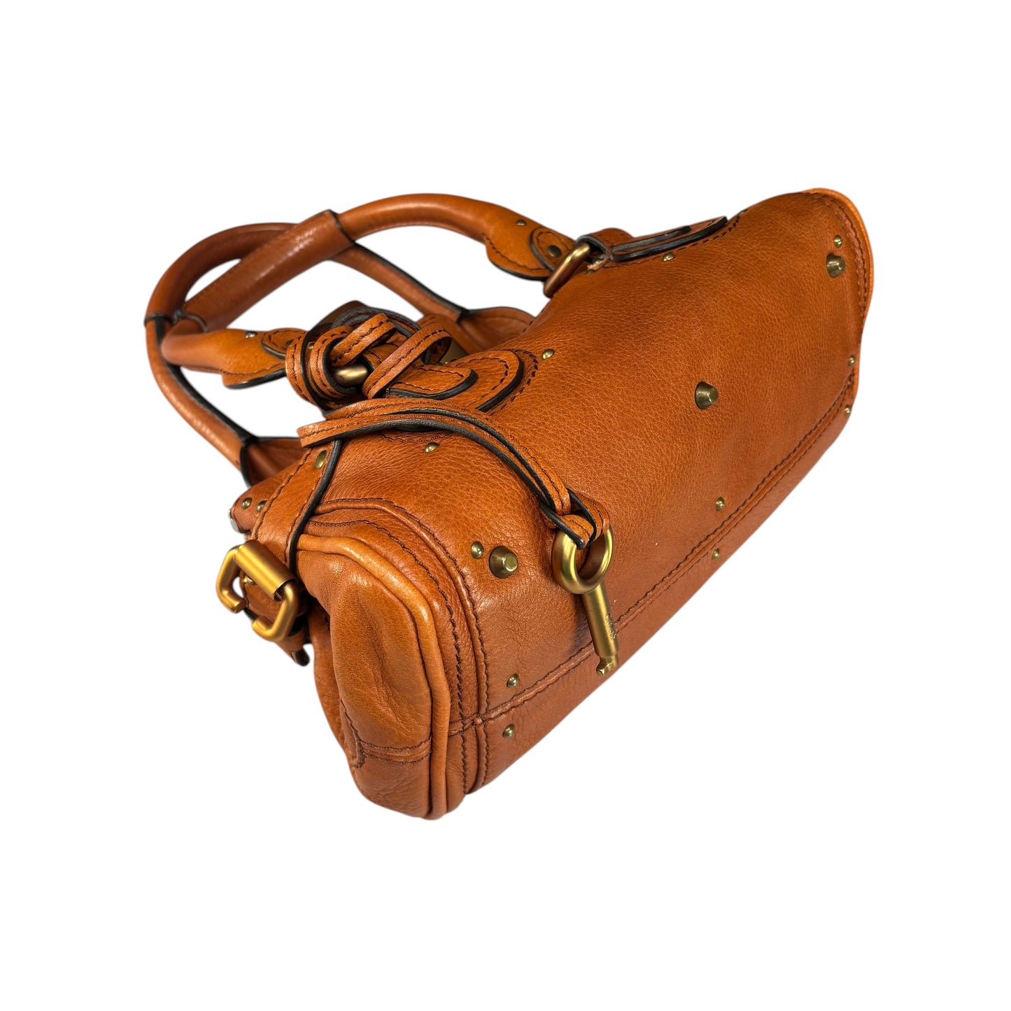 Chloe Mini Brown Leather GHW Paddington Lock Shoulder Purse