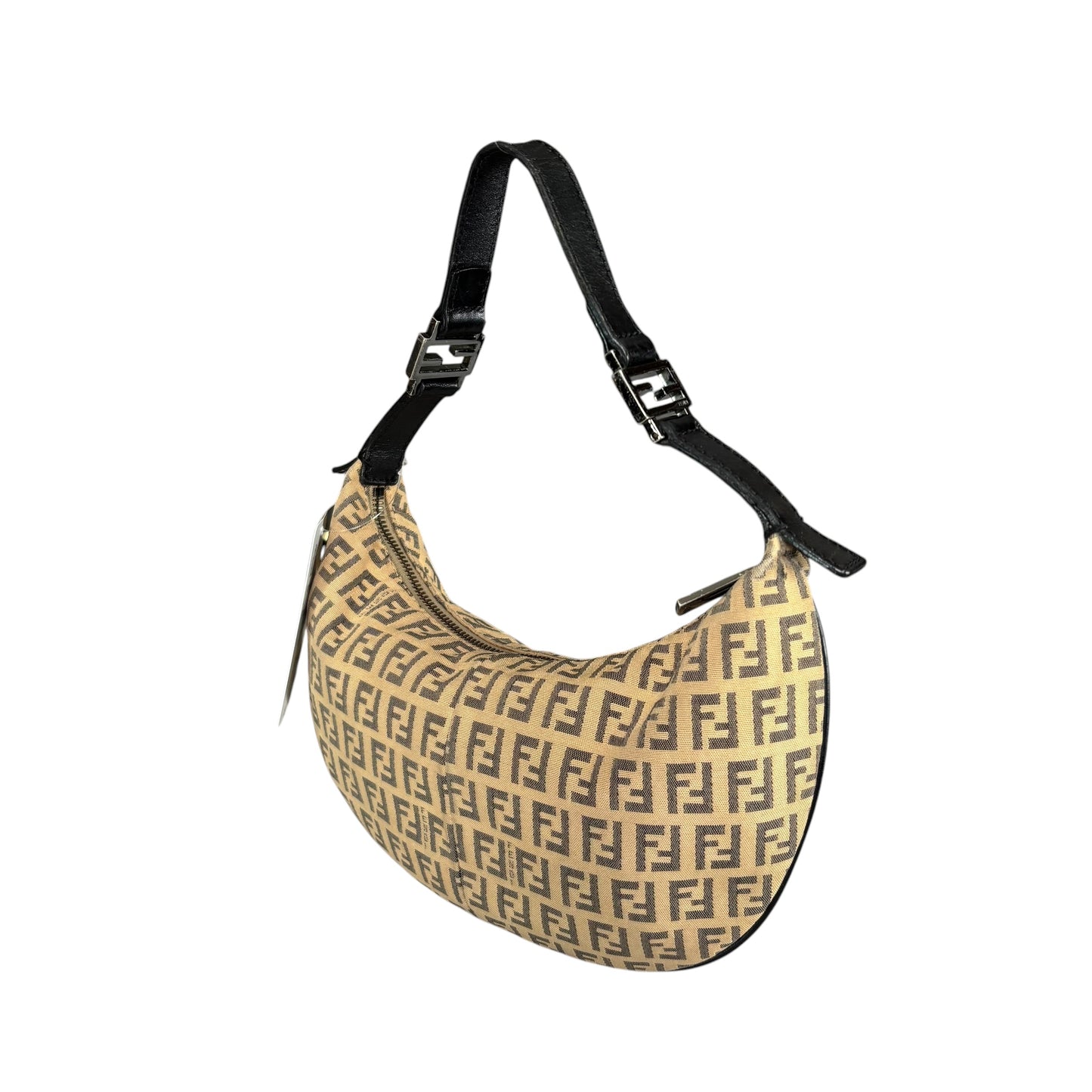 Fendi Y2K Mini Croissant Canvas Black Leather Shoulder Purse
