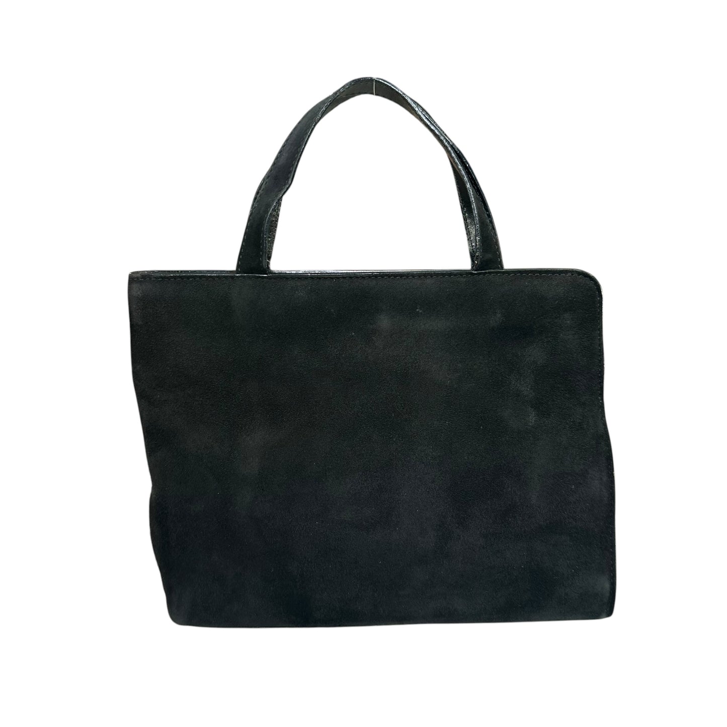 Gucci G Black Suede. Leather GHW Mini Tilt-Lock Top Purse