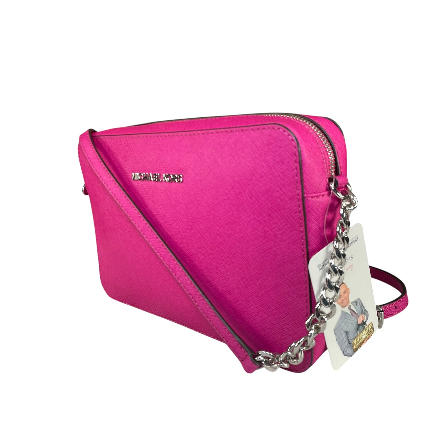 Michael Kors Fushia Saffiano Leather SHW Pink Jet Set Crossbody