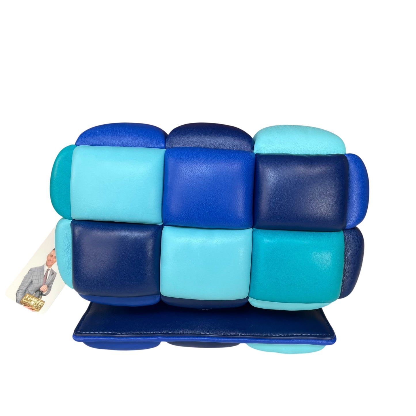 Kate Spade Boxxy 3D Puffer Leather Bag Blue Multi Color 2-Way Purse