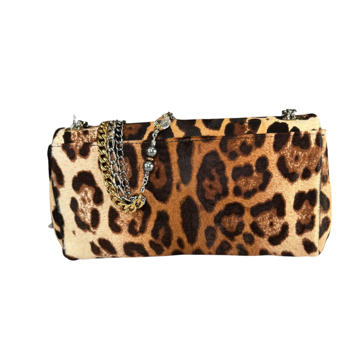 Dolce Gabbana Leopard Hair Calf Flap Chain Shoulder Purse