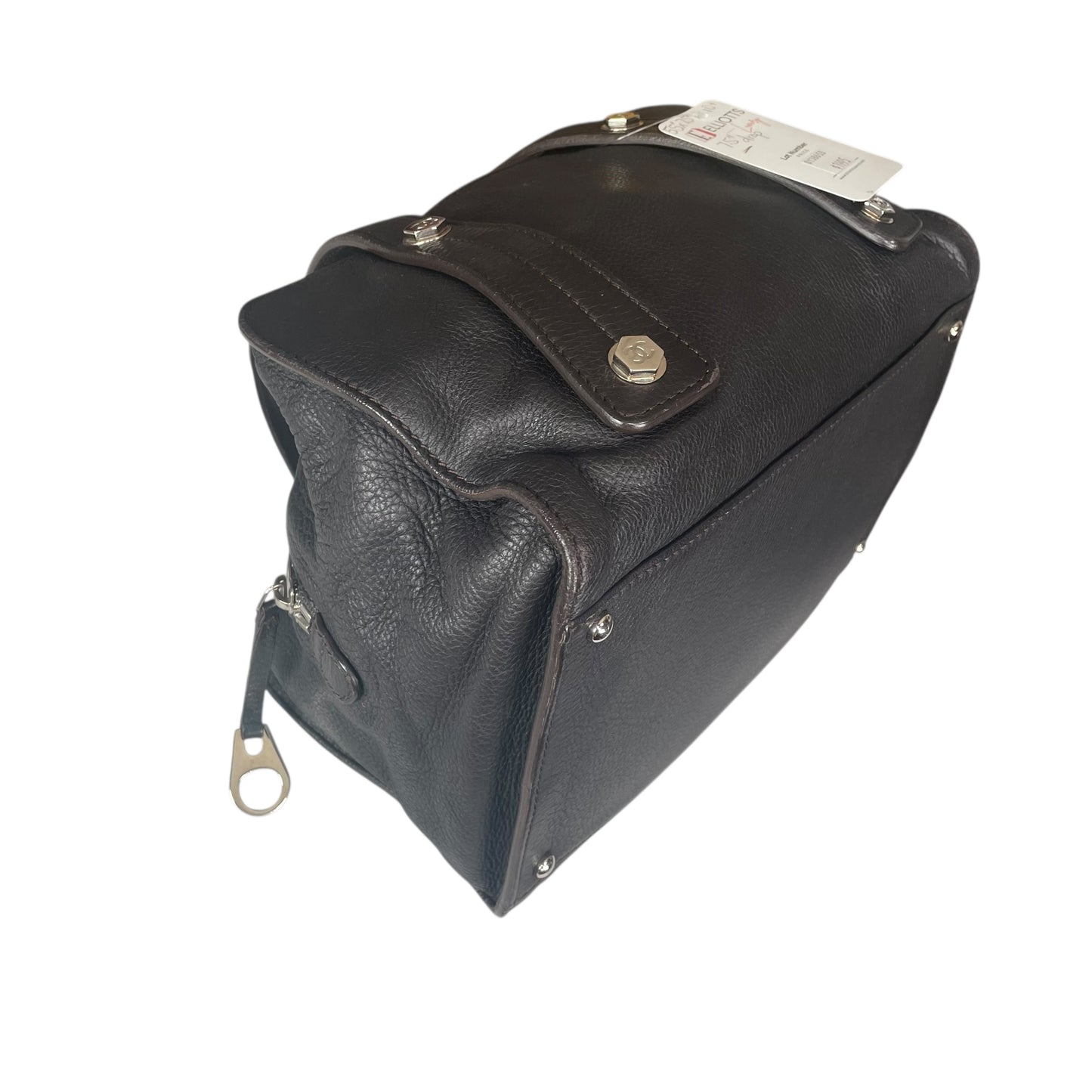 Chanel CC Bolt Deerskin Boston Dark Brown Studded Purse