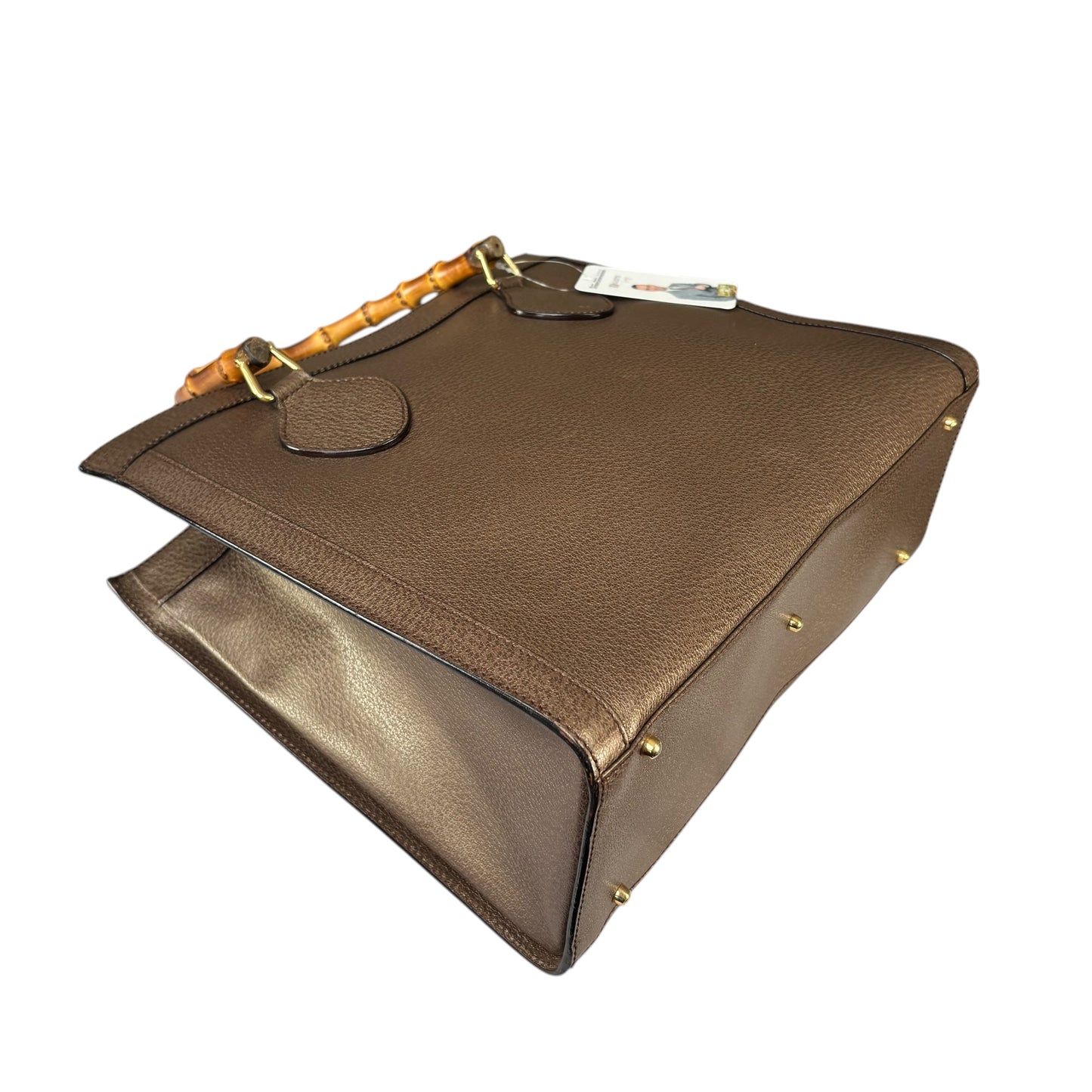 Gucci Diana Bronze Metallic Suede Bamboo Tote