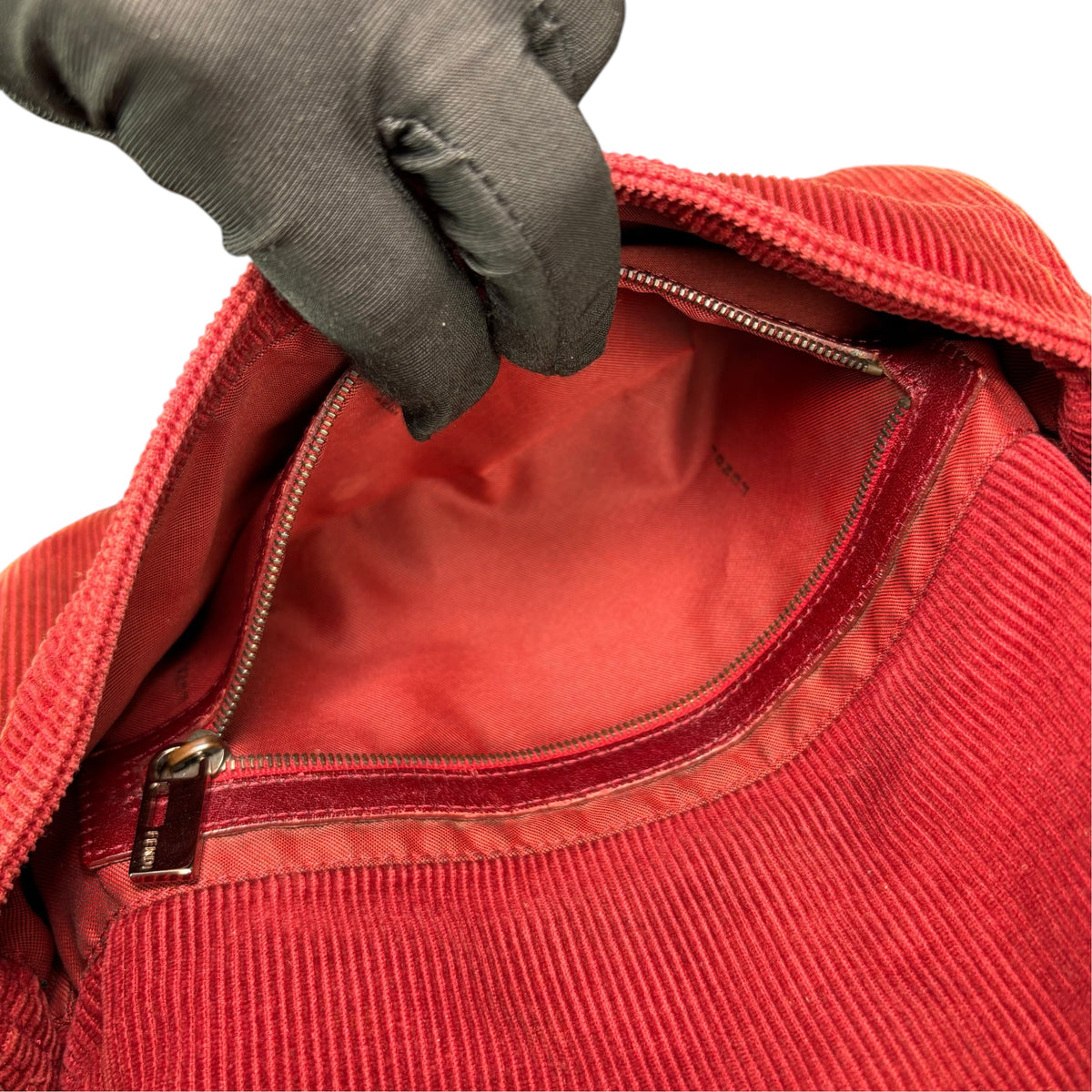 Fendi Y2K Baguette Corduroy Burgundy Rose Classic Shoulder Purse