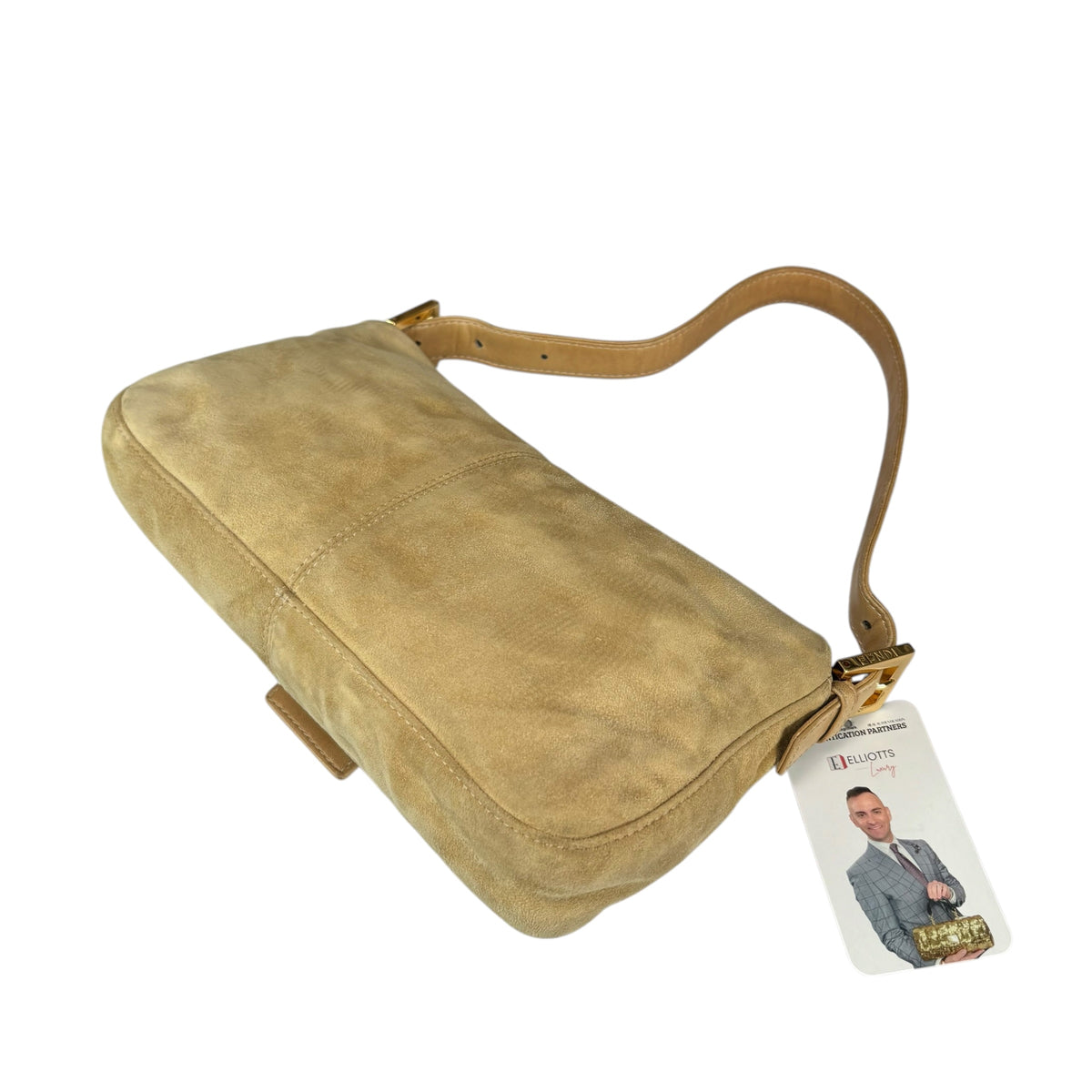 Fendi Y2K Baguette Suede Leather Gold / Gold Tan Shoulder Purse