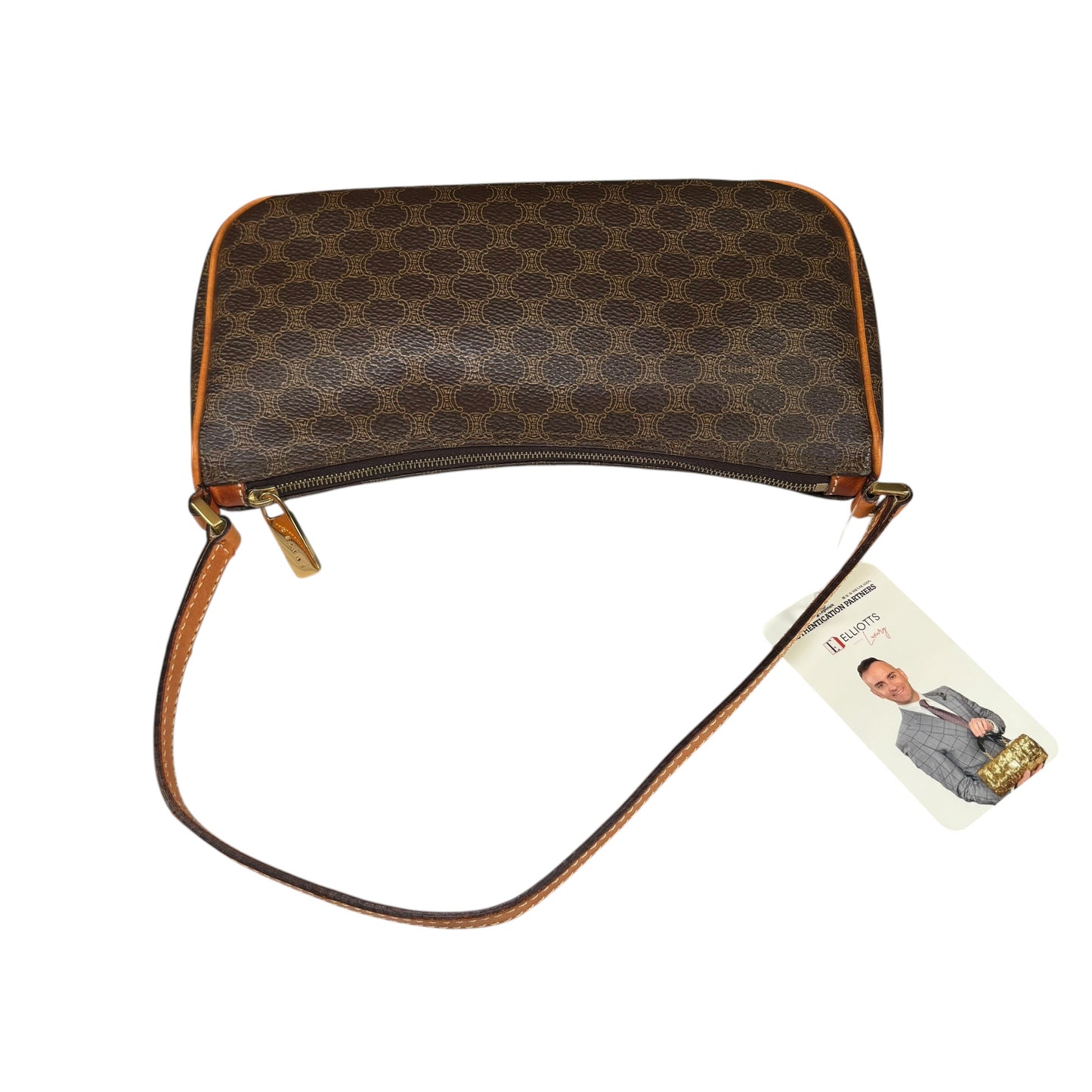 Celine Macadam Mono Baguette Canvas Leather Shoulder Purse