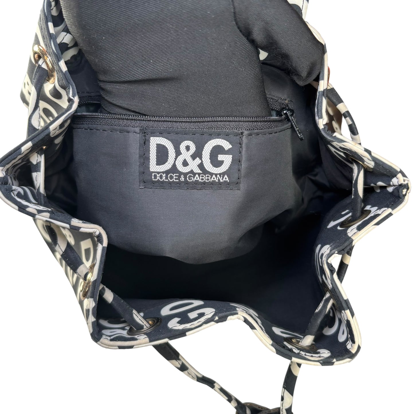 Dolce & Gabbana Y2K Monogram Nylon Black & White Backpack