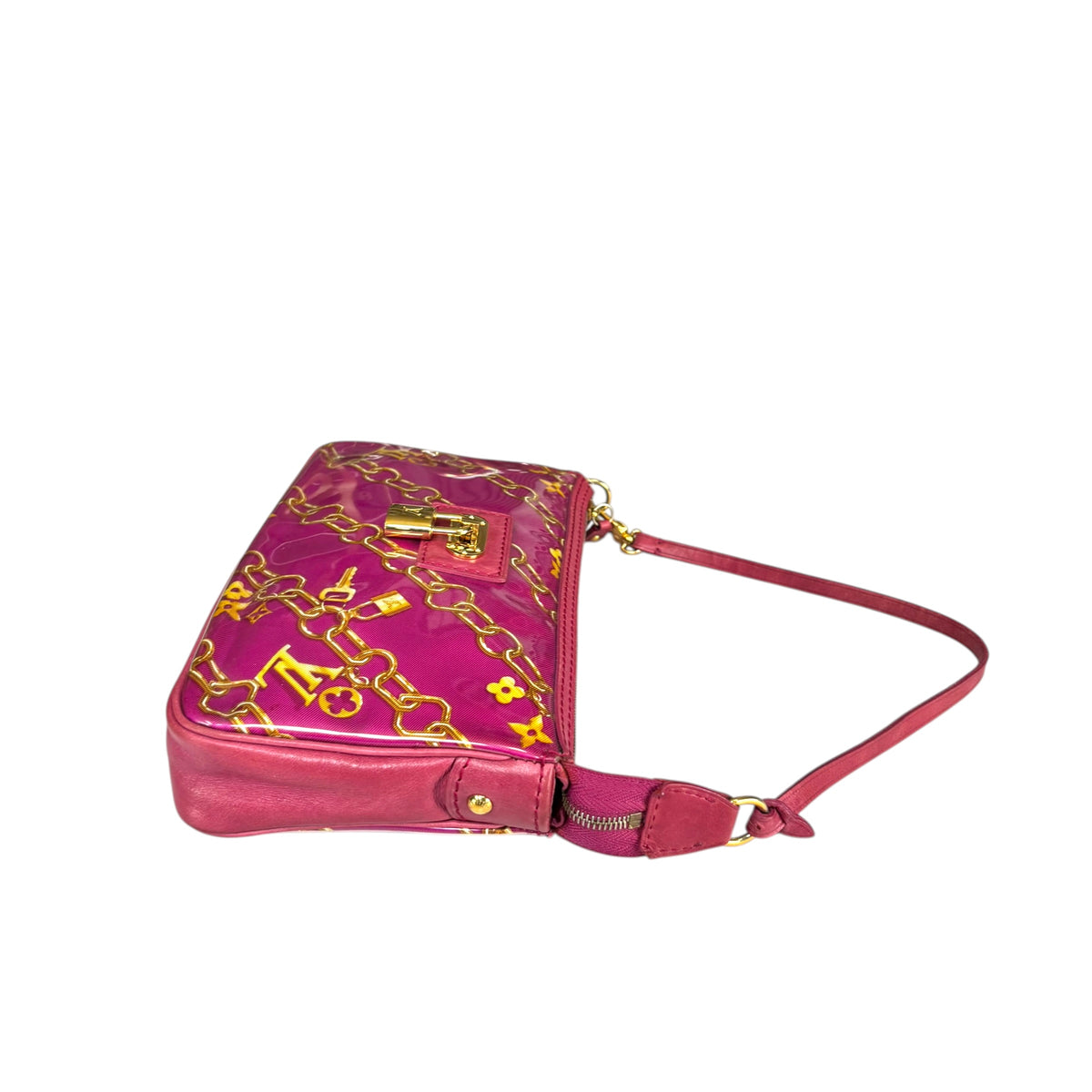 Louis Vuitton Y2K Limited GHW Chain PVC / Leather Fushia Mini Pouchette Purse