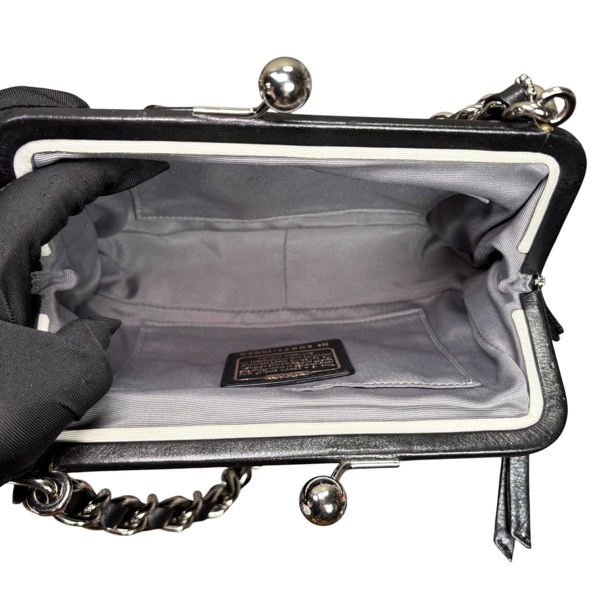 Coach Y2K Parker Opti C Canvas Leather Kiss-Lock Black Shoulder  Purse
