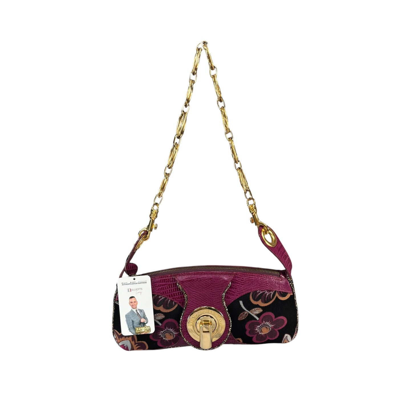 D & G Dolce & Gabbana Y2K Purple Floral Shoulder Chain Purse