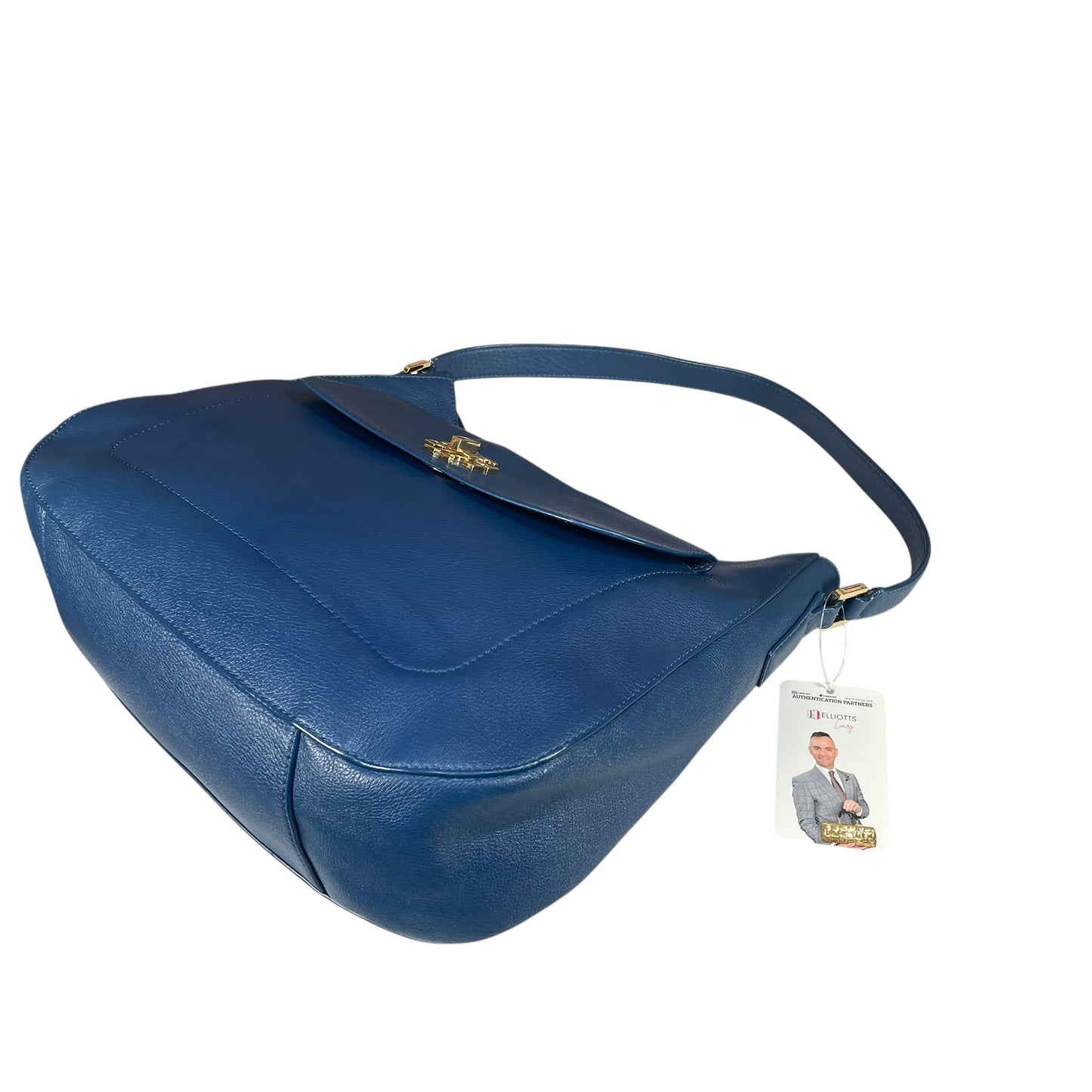 Tory Burch Mercer Blue Wave Leather GHW Hobo Shoulder Bag