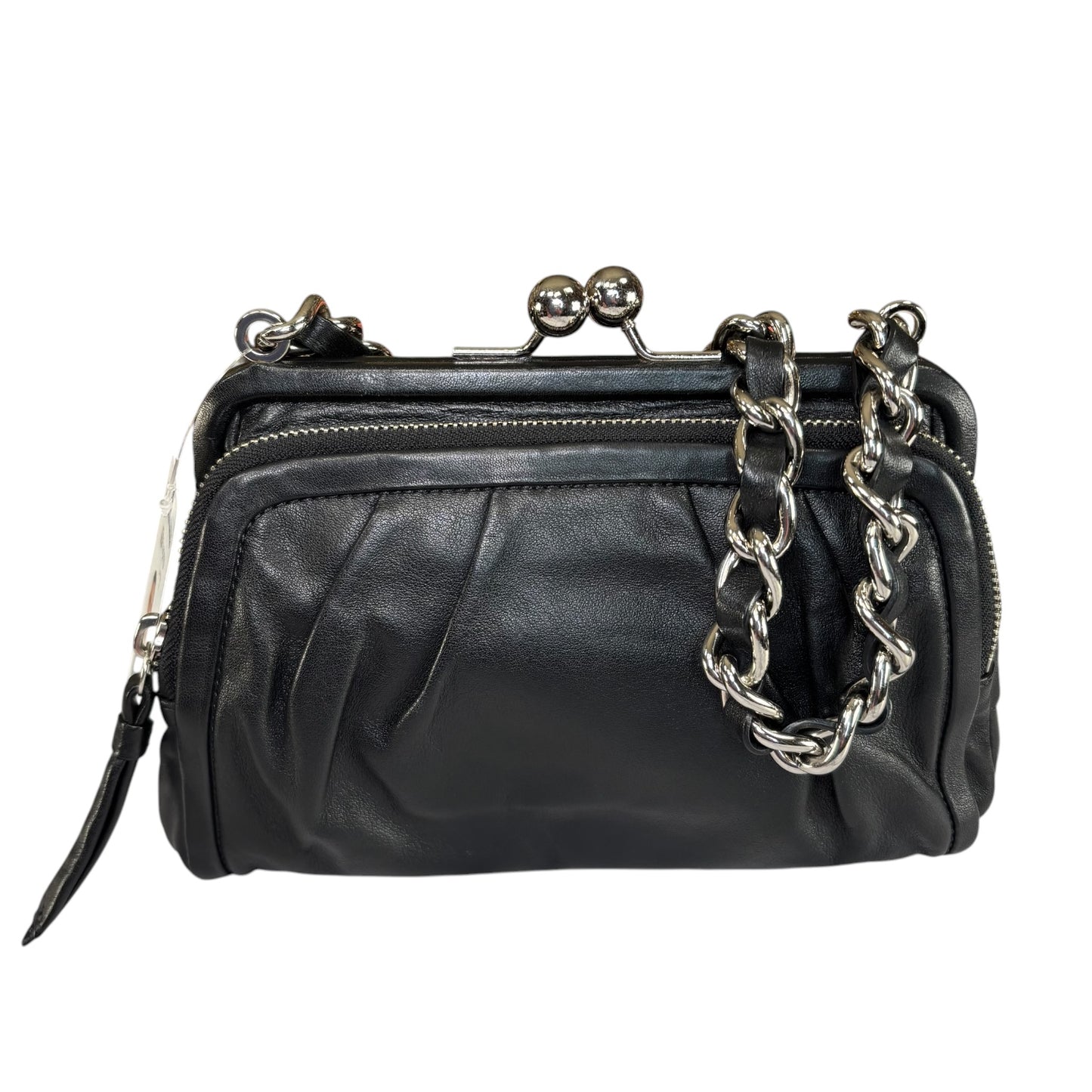 Coach Y2K Parker Black Leather SHW Kiss-Lock Shoulder Purse