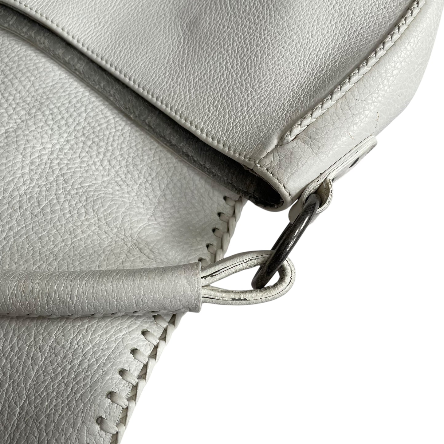 Christian Dior White Gaucho Large Y2K Top Handle Single Flap Shoulder Purse