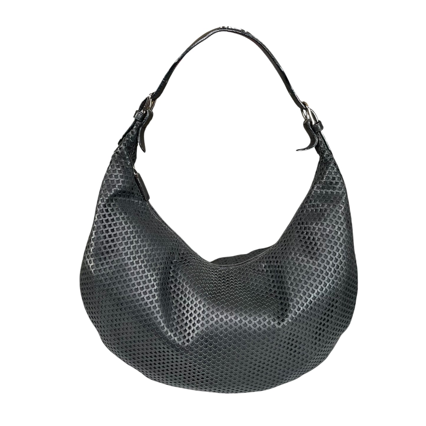 Christian Dior Y2K Perforated Leather Black CD Logo Shoulder Hobo bag Purse