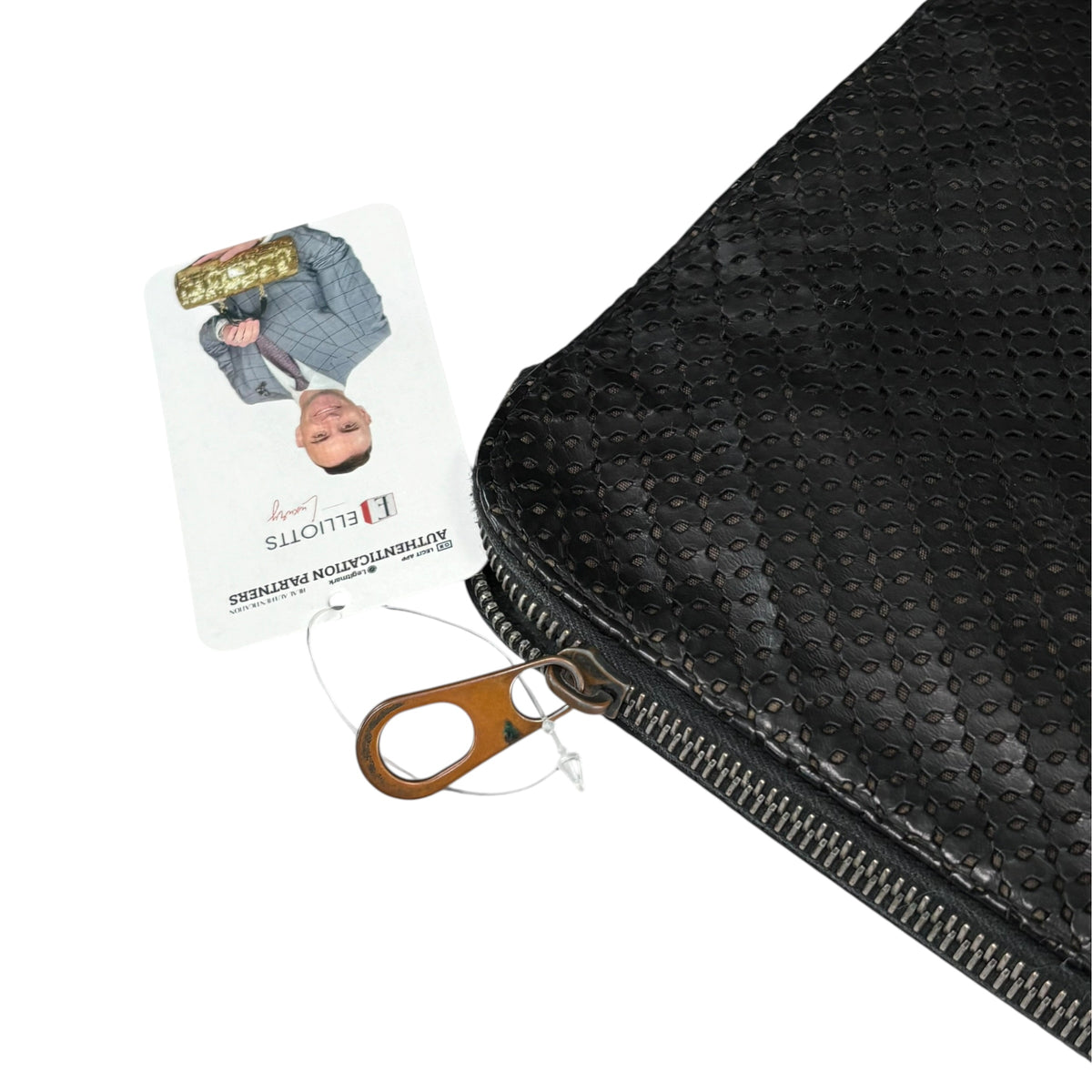 Bottega Veneta Black Perforated Leather Laptop Sleeve 15”