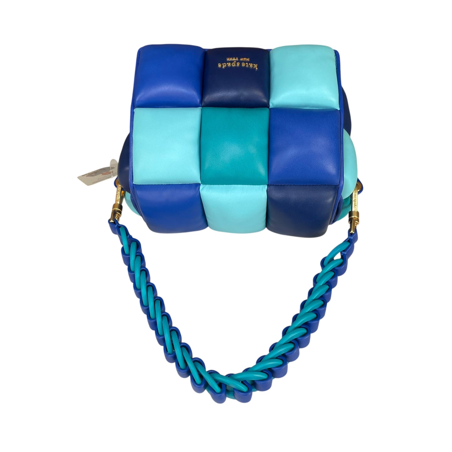 Kate Spade Boxxy 3D Puffer Leather Bag Blue Multi Color 2-Way Purse