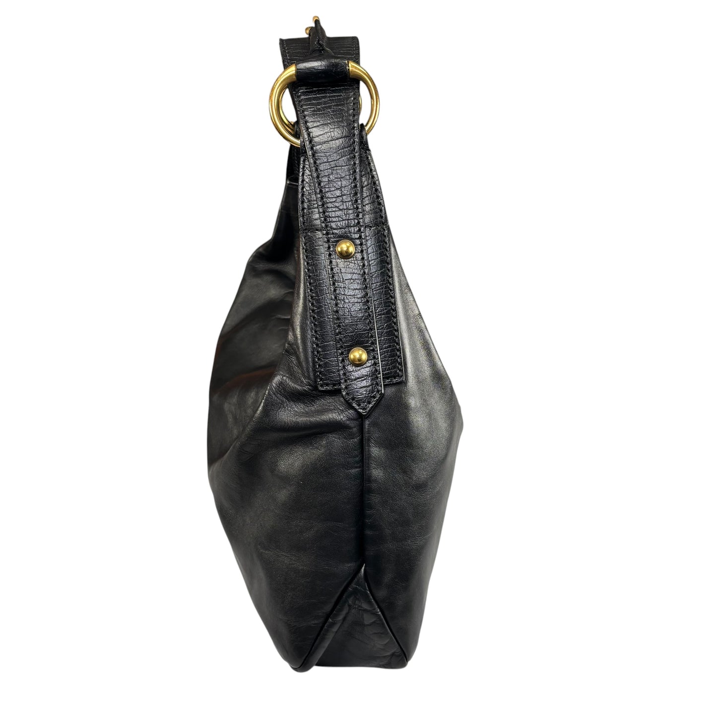 Gucci Y2K Horsebit GHW Black Leather Shoulder Hobo Purse
