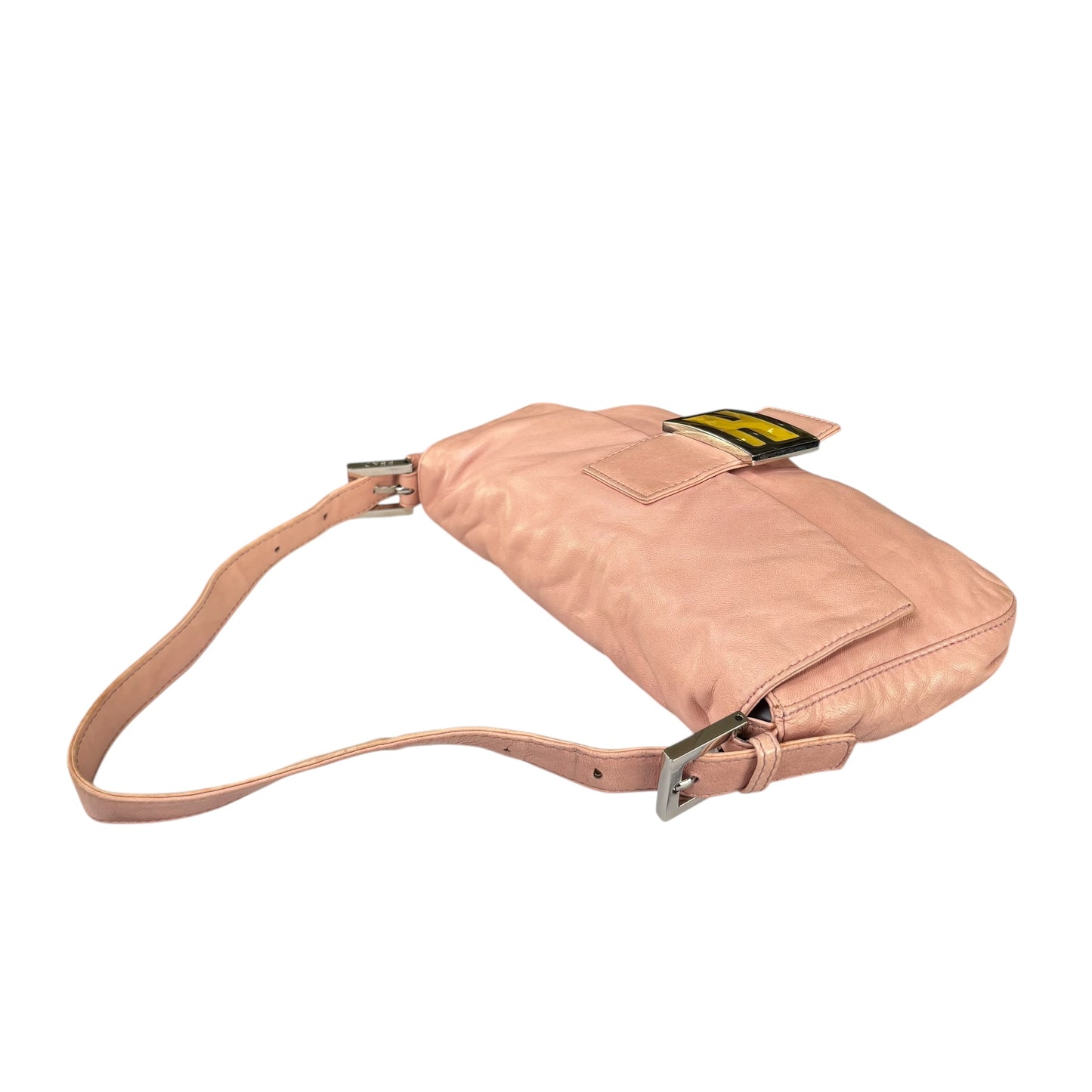 Fendi Y2K Baguette Classic Pink Lambskin SHW Yellow Shoulder Purse