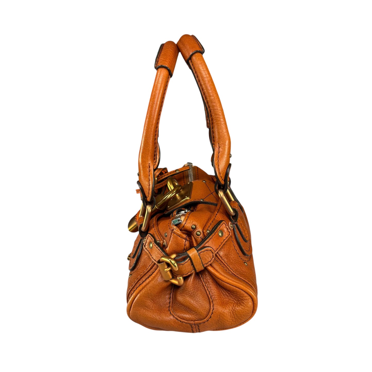 Chloe Mini Brown Leather GHW Paddington Lock Shoulder Purse