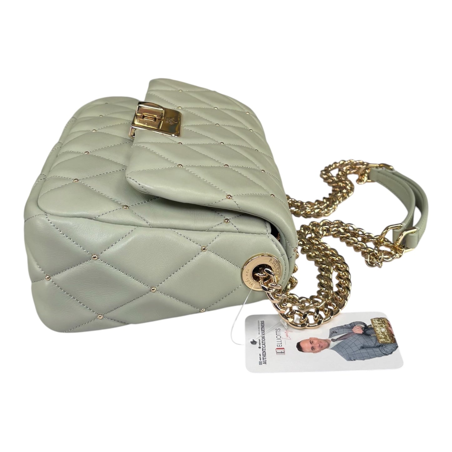 Kate Spade Light Green GHW Studded 2-Way Crossbody