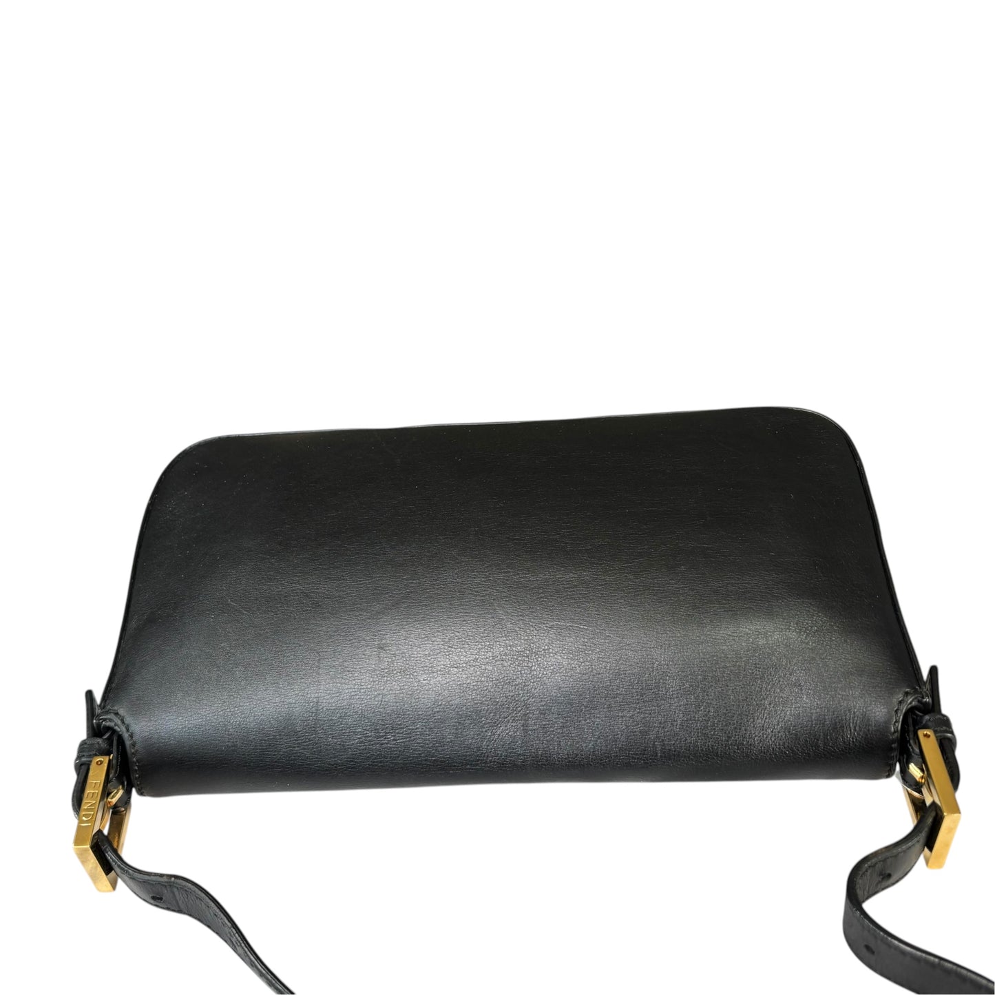 Fendi Baguette Re-Issue Black Leather GHW Red/ Tan Shoulder Purse