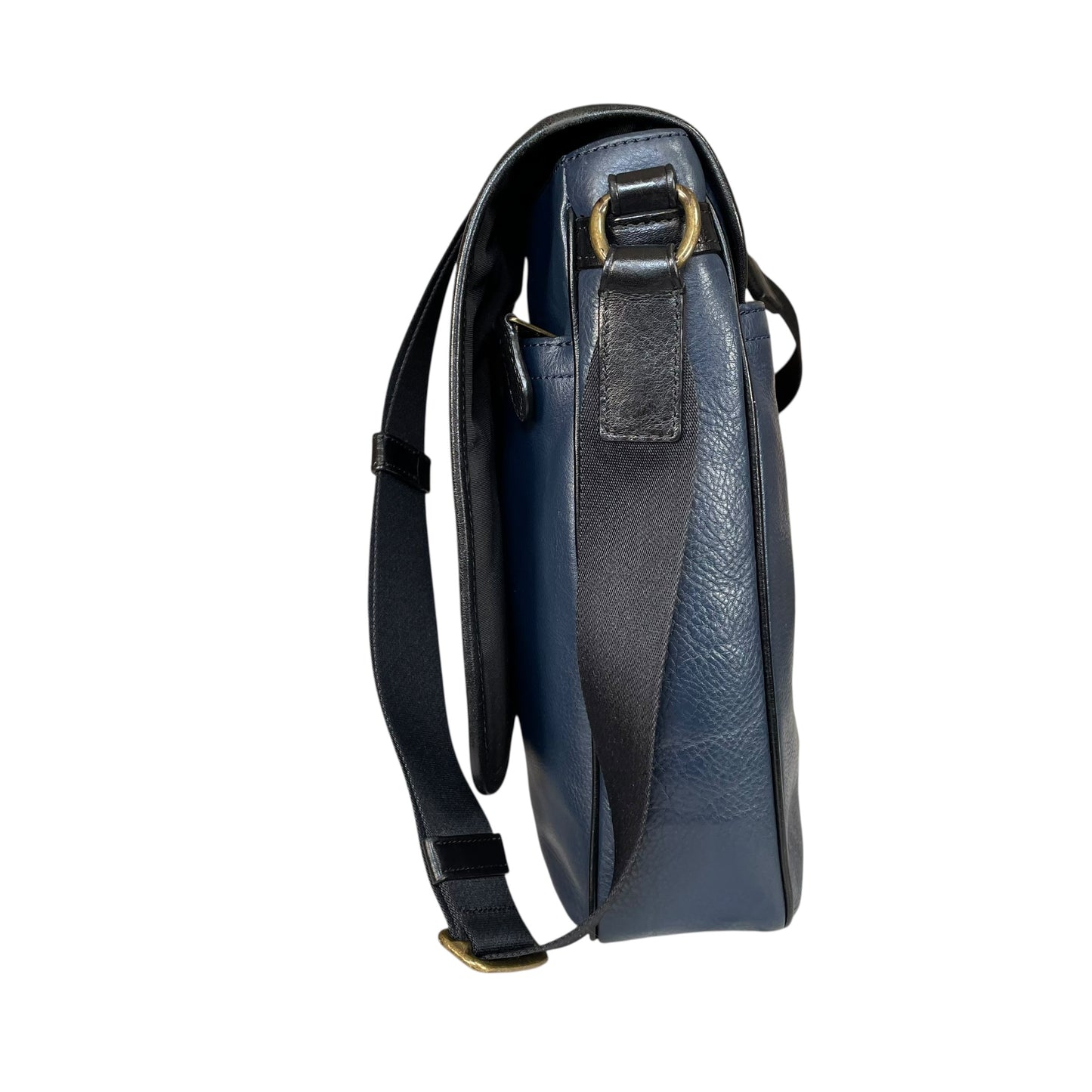 Coach Heritage Map Bombe Leather Messenger Bag Navy Black Crossbody Work Bag