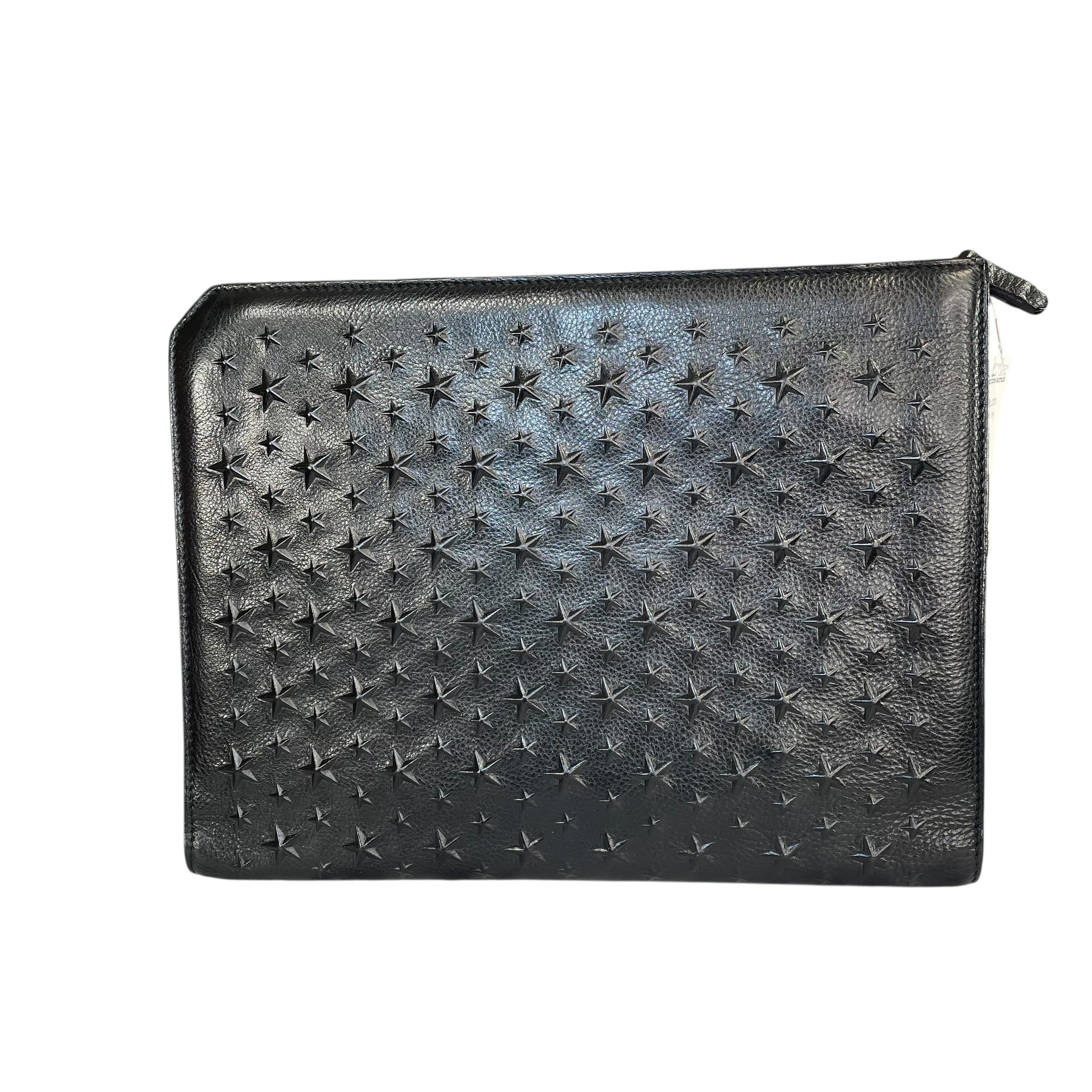 Jimmy Choo Derek XL Black Stars-All-Over Embossed Leather