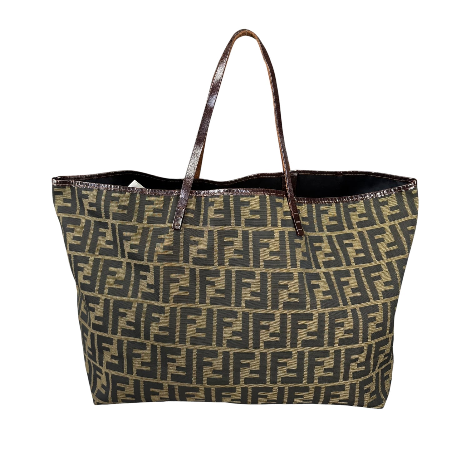 Fendi Y2K Zucca Monogram Brown Canvas / Leather MM Tote
