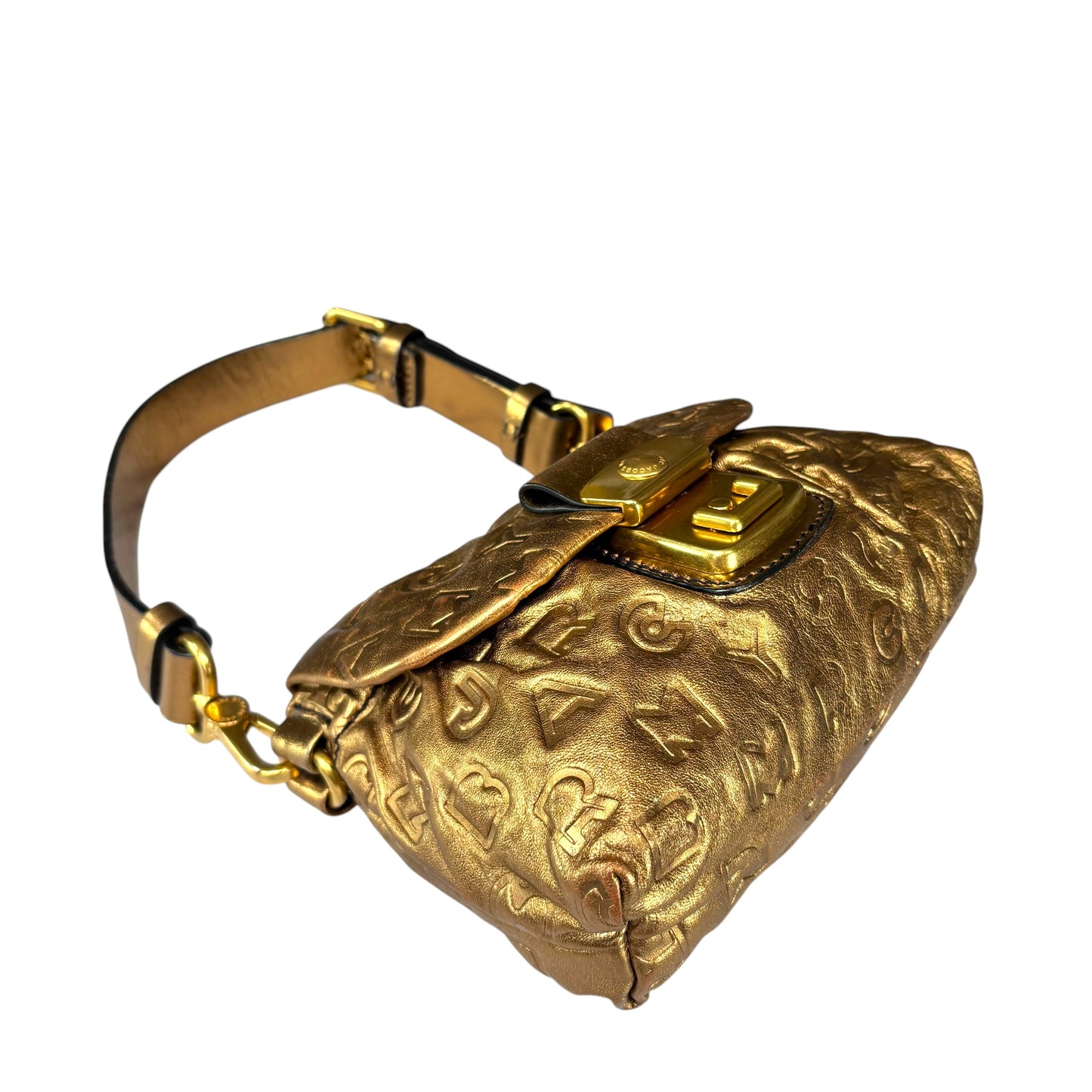 Marc By Marc Jacobs Mini Golden Metallic Leather Embossed Purse