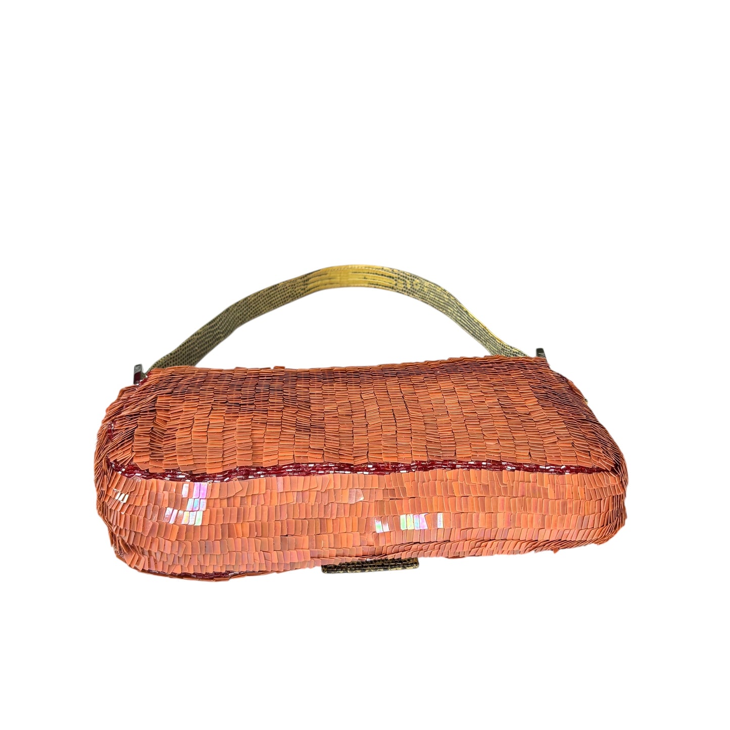 Fendi Y2K Baguette Coral Sequin Shoulder Purse