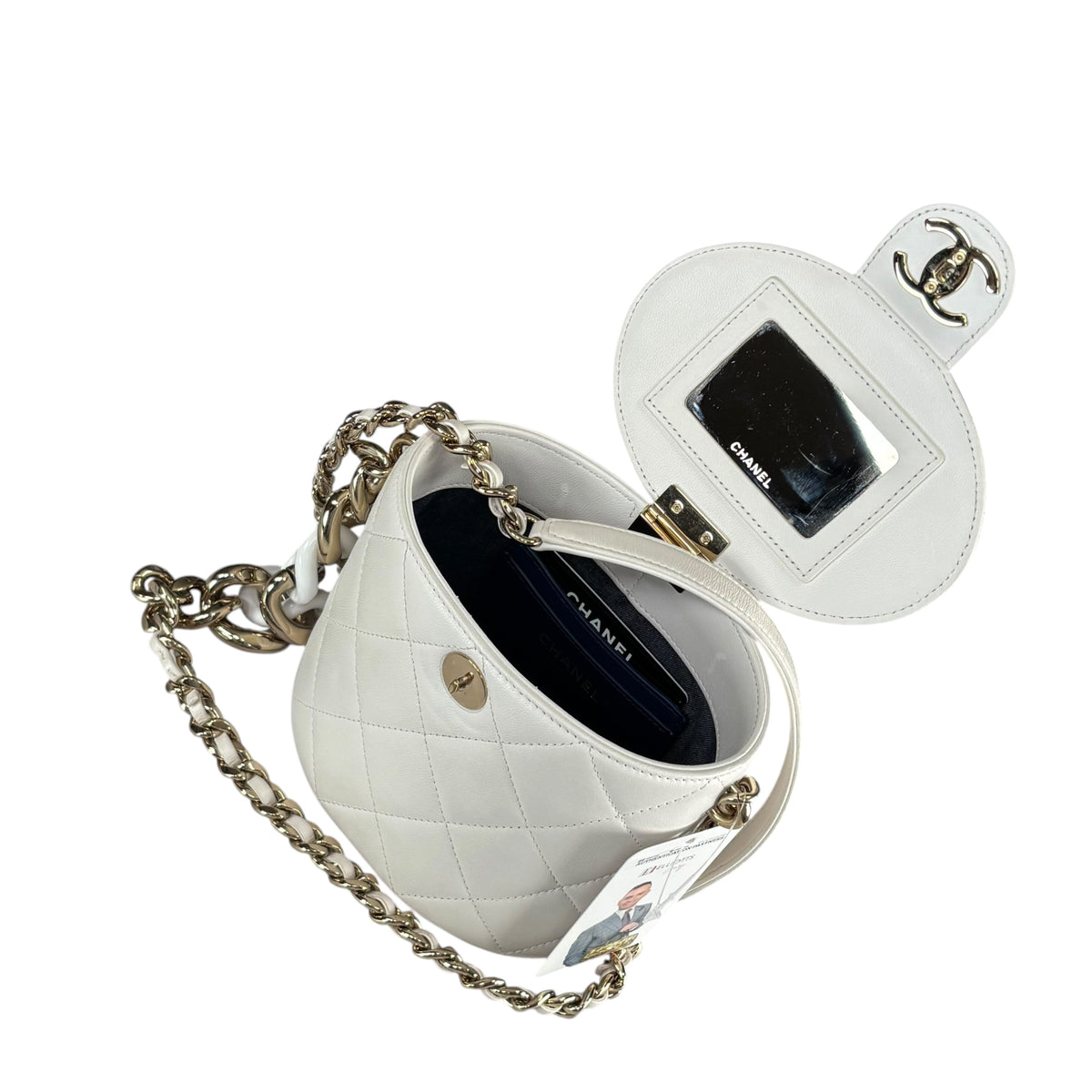 Chanel 2020 “Elegant Chain” GHW White Leather Vanity Case