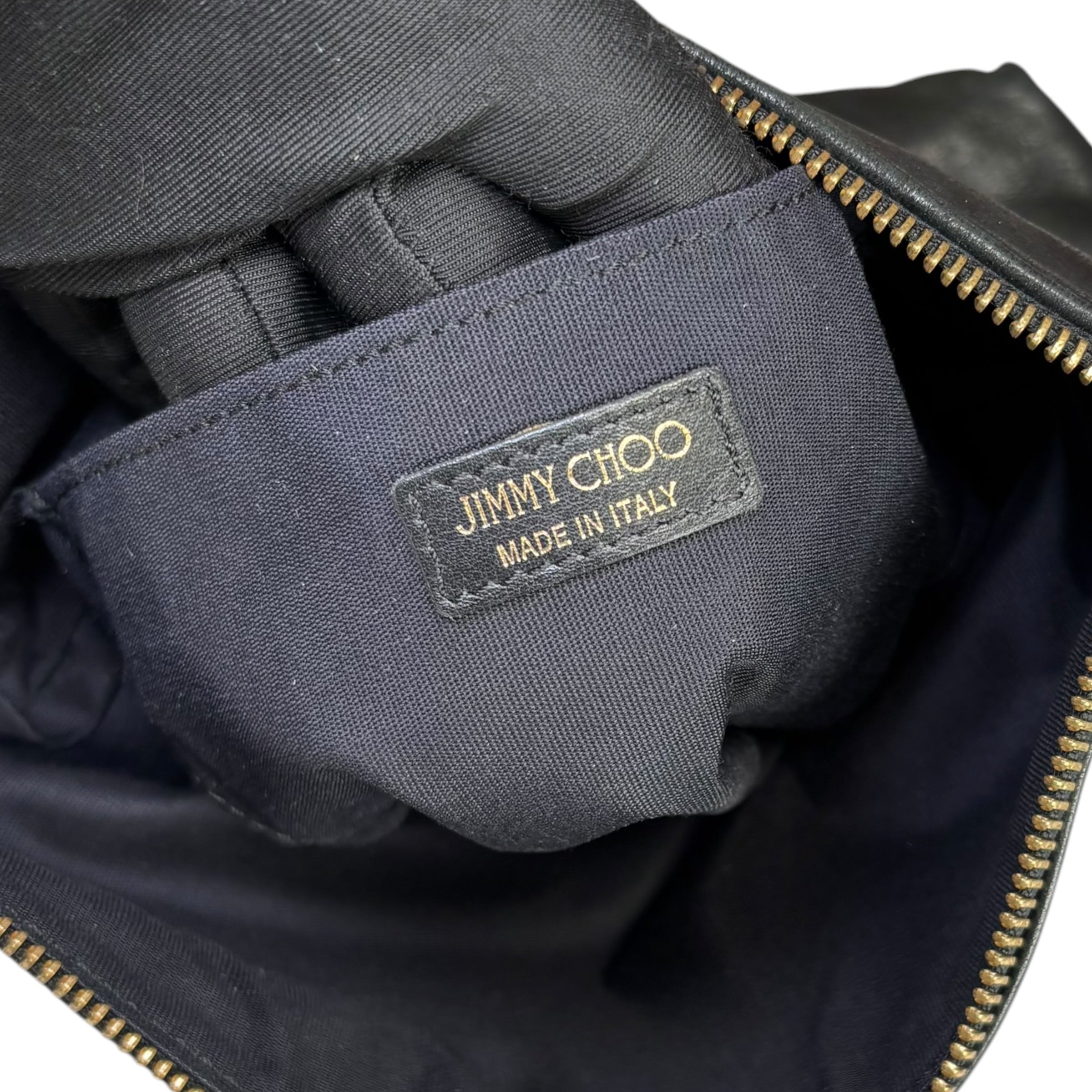 Jimmy Choo Nyla Black GHW Leather Fold-Over Zip Clutch – Elliott's