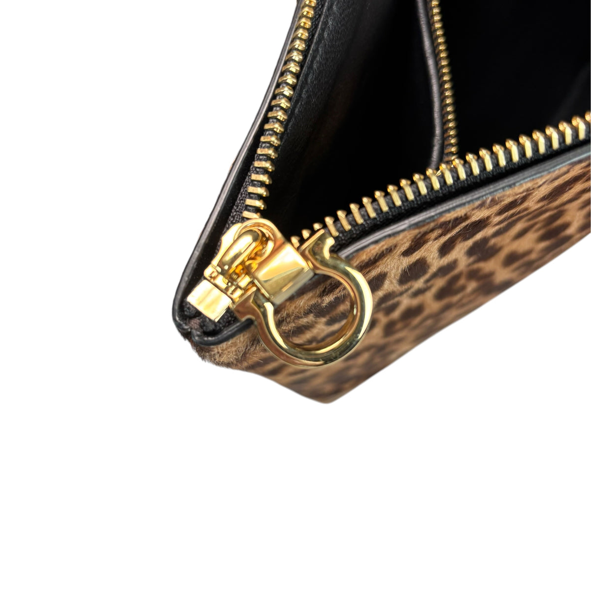Salvatore Ferragamo Hair-Calf Envelop Cheetah Print Clutch Zip Pouch