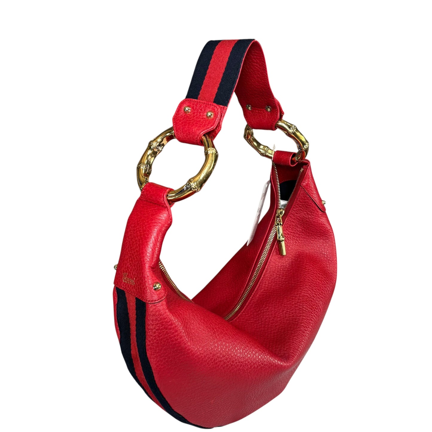 Gucci Sylvie GHW Hobo Sherry Web Bamboo Red Shoulder Purse