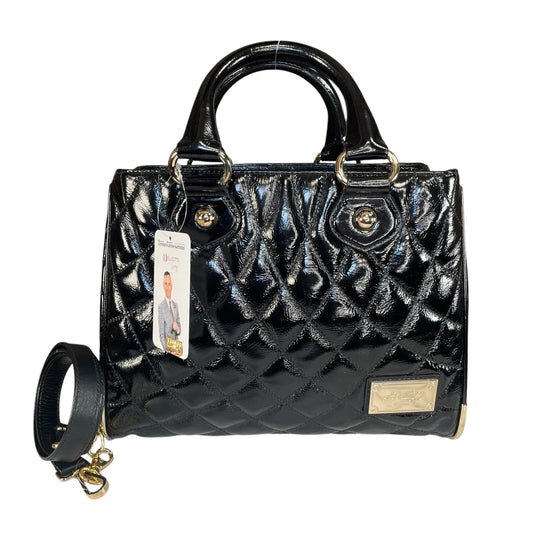 Bally Alunina Quilted Patent Leather Medium GHW Black 2-Way Tote Purse