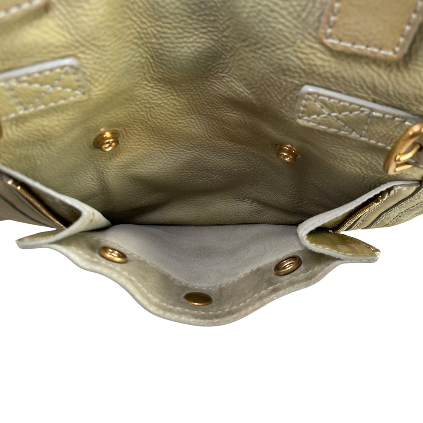 YSL Cassandra Green Patent Leather GHW Bucket Flat Downtown Tote