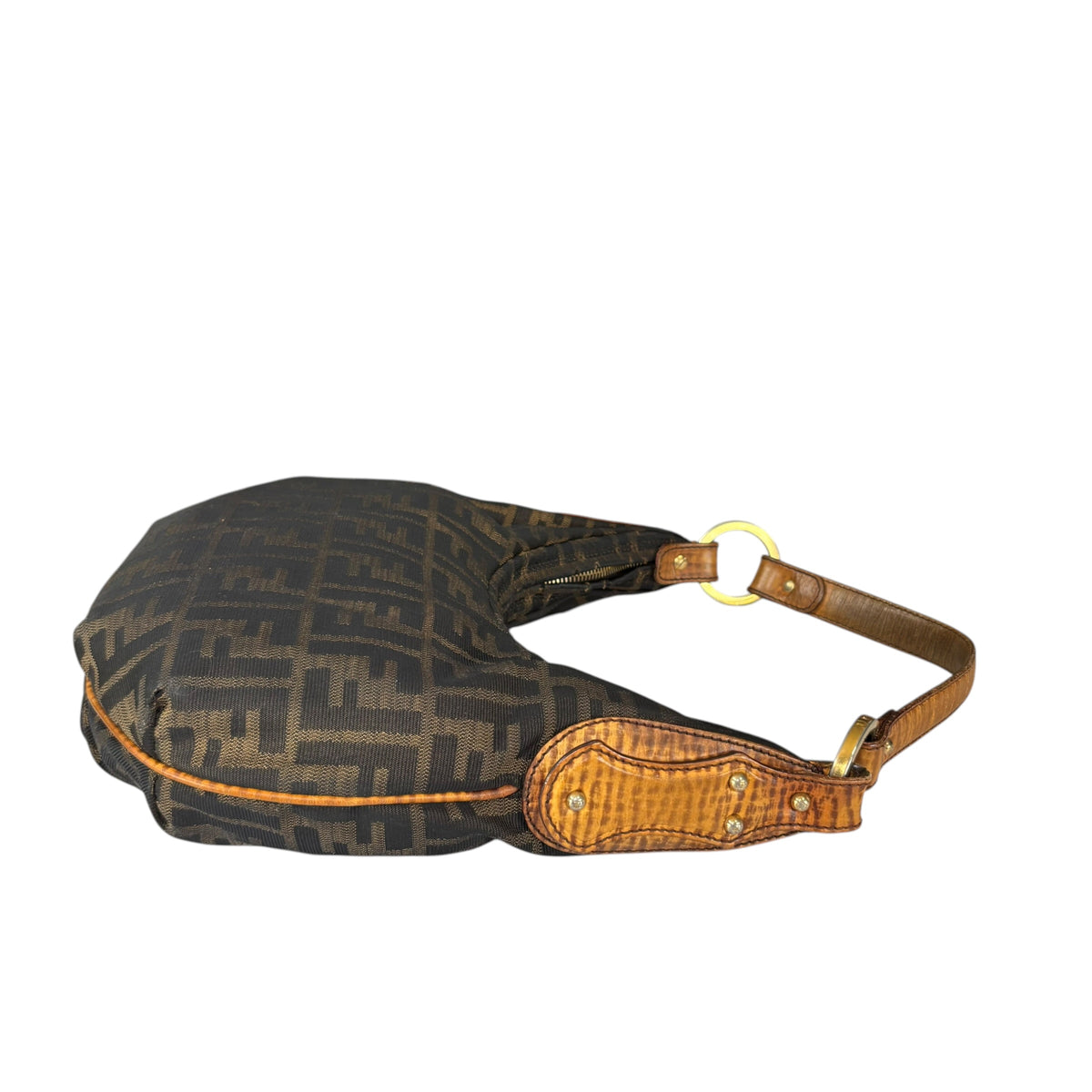 Fendi Y2K Zucca Embossed Lizard Chef Shoulder Purse
