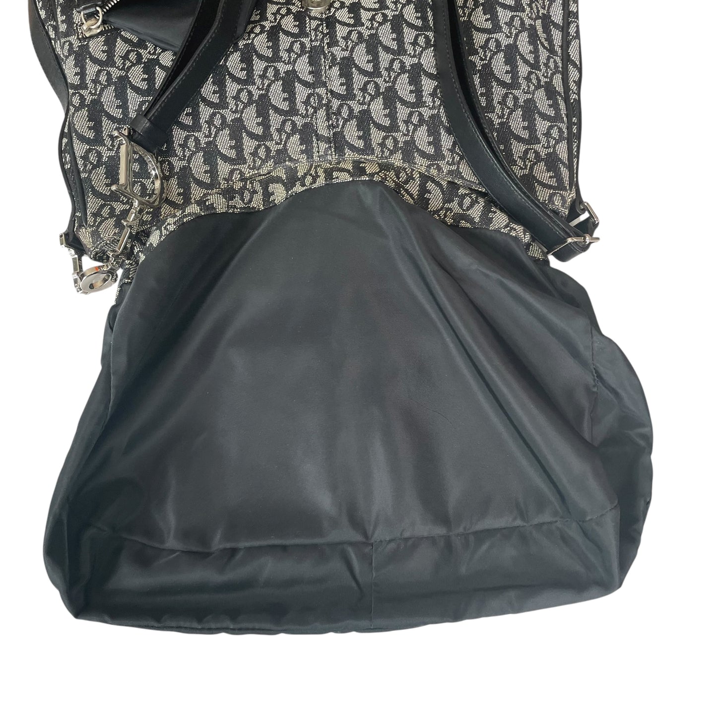 Christian Dior Oblique SHW Black Leather Canvas Trotter Monogram Crossbody 2 Way Shoulder Messenger Purse