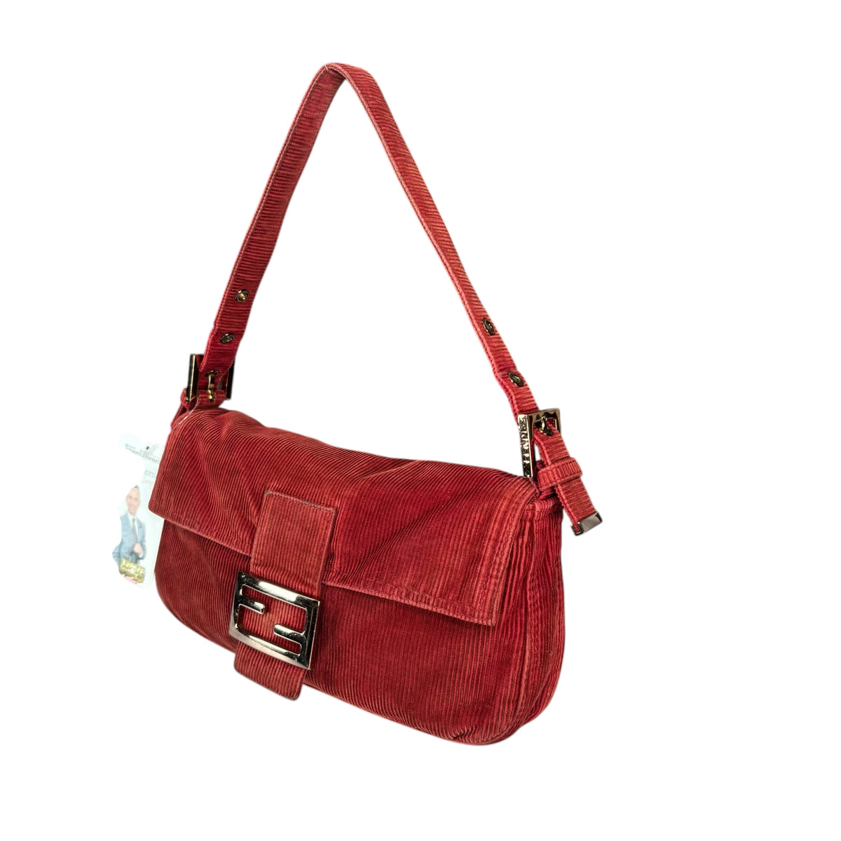 Fendi Y2K Baguette Corduroy Burgundy Rose Classic Shoulder Purse