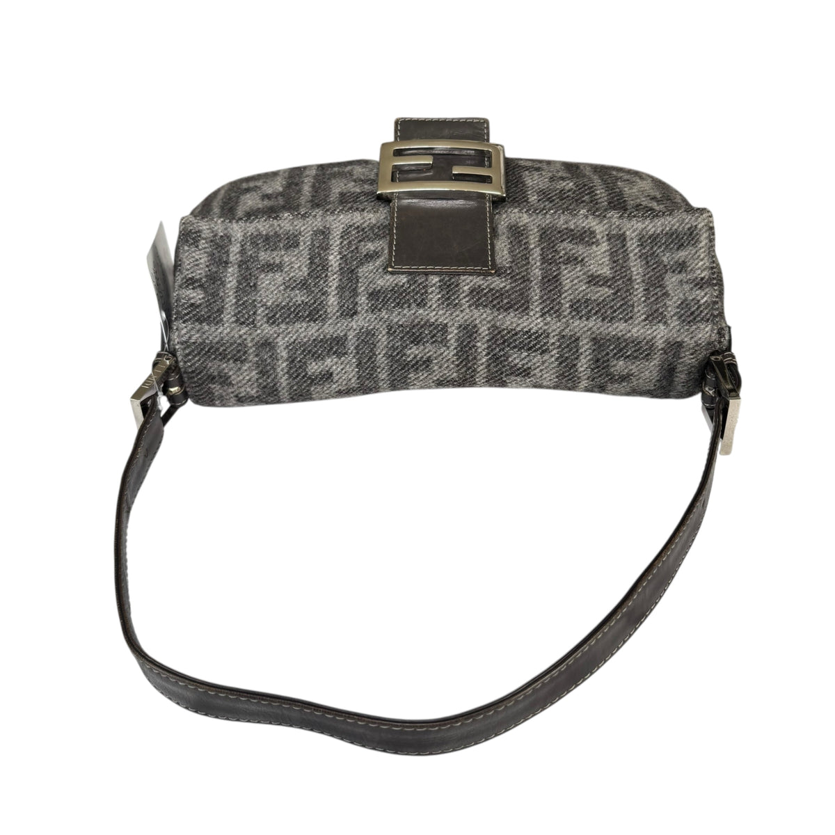 Fendi Y2K Classic Baguette Zucca Cashmere Grey & Black Shoulder Purse