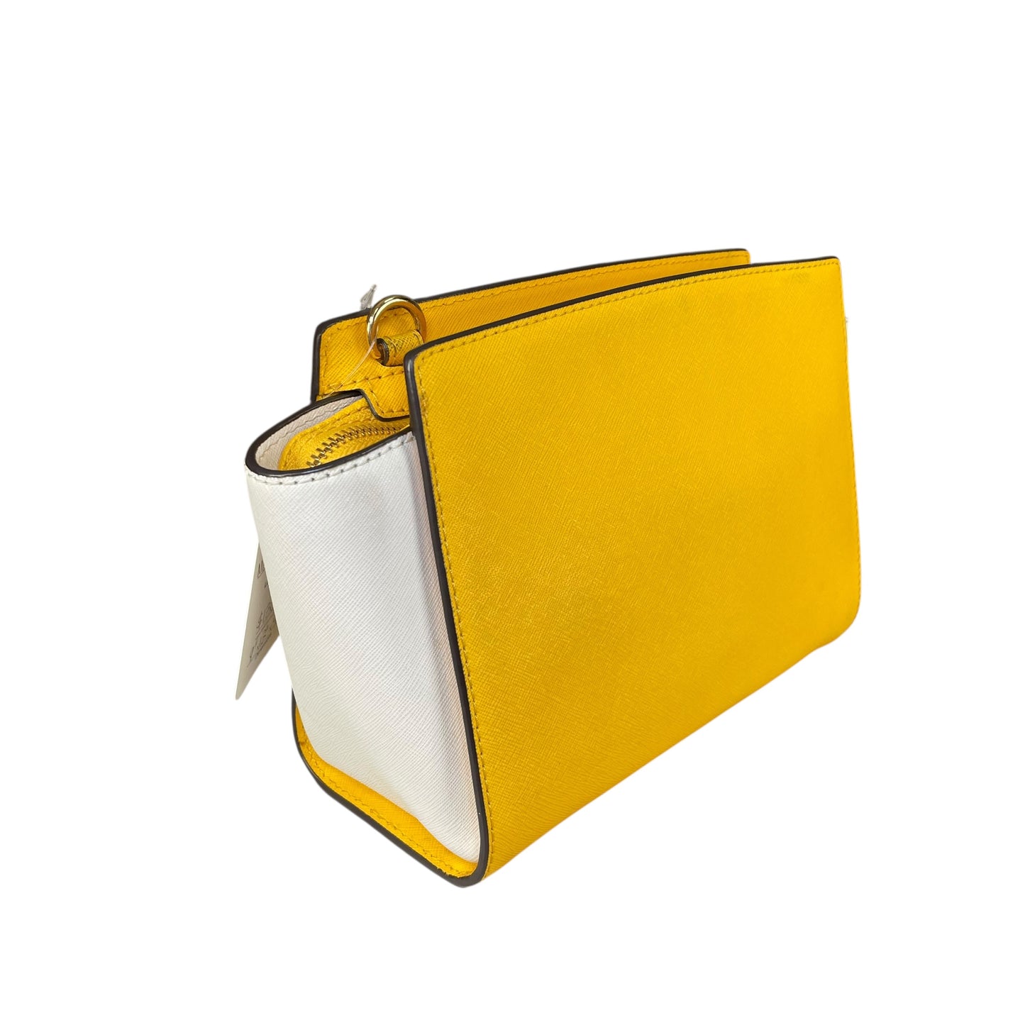Michael Kors Selma Small Saffiano Leather Yellow White Satchel Crossbody